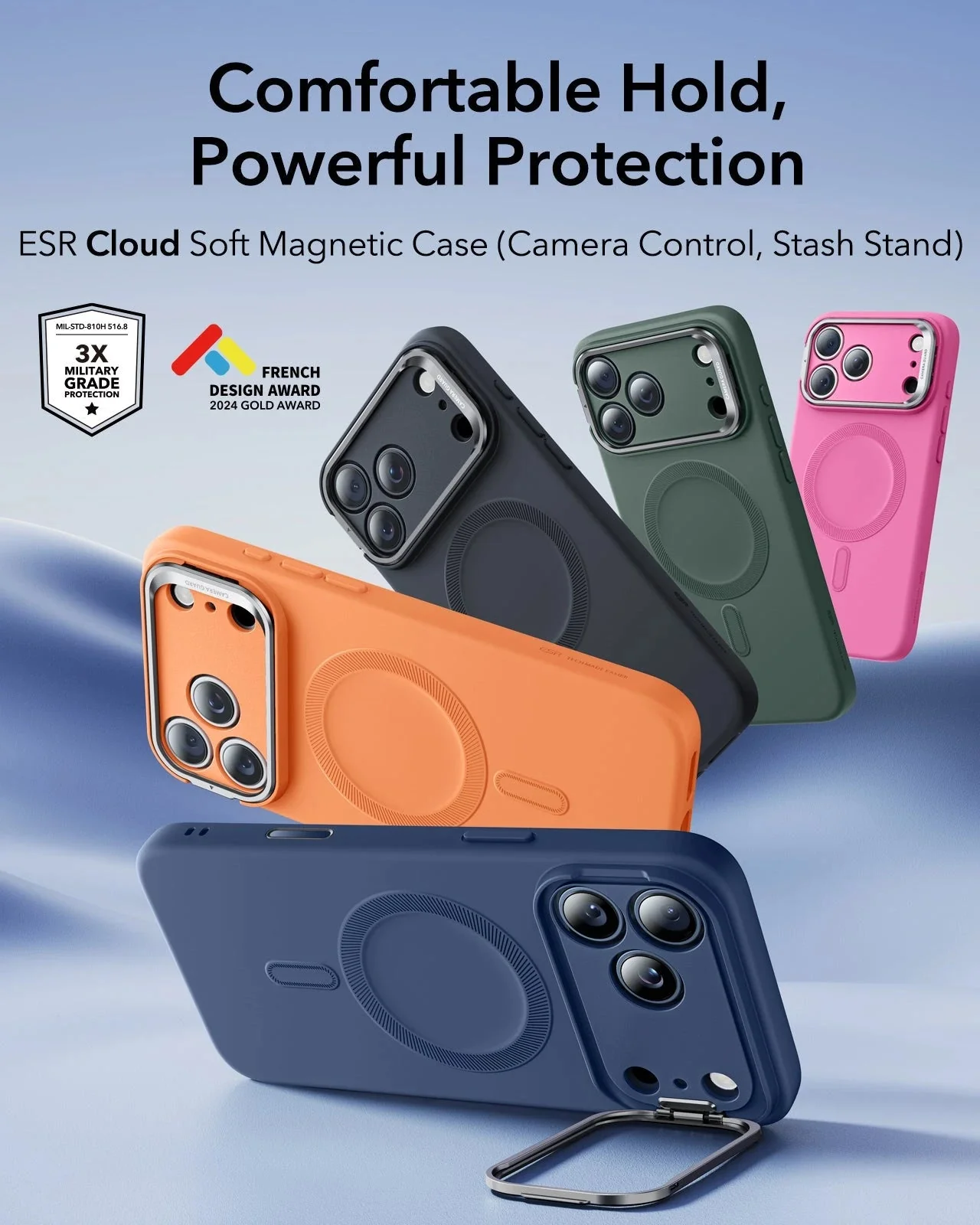 iPhone 17 Pro Cloud Soft Magnetic Case (Camera Control, Stash Stand) - Navy Blue - Image 2