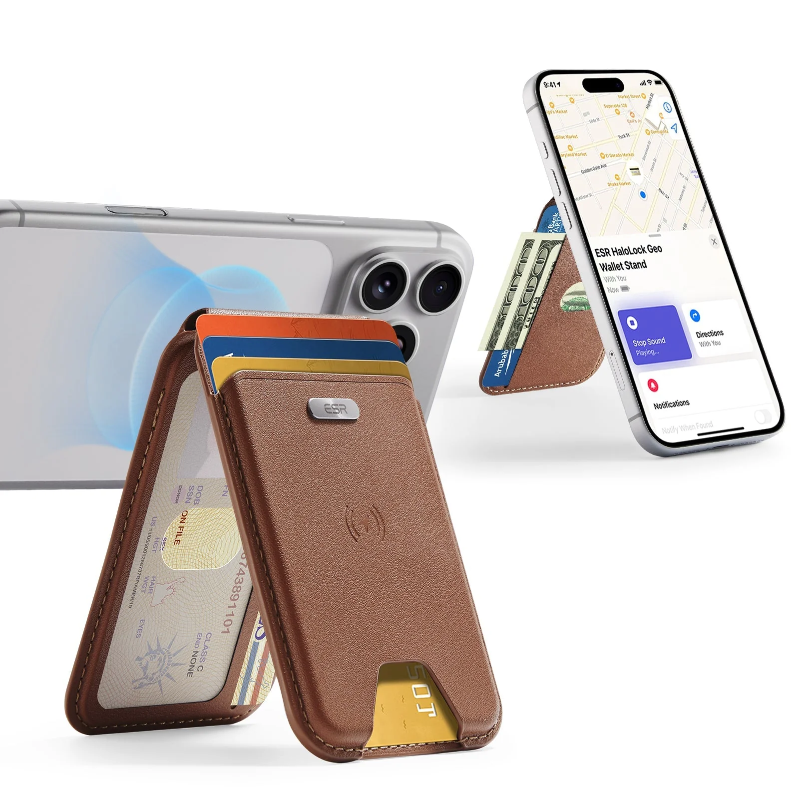 Geo Magnetic Wallet Stand -  Brown - Image 2