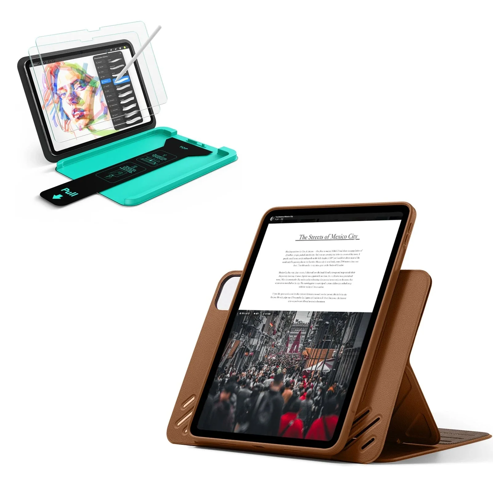 iPad Pro 11" (2025) Bundle Shift Magnetic Case & Armorite® Paper-Feel Protection - Brown