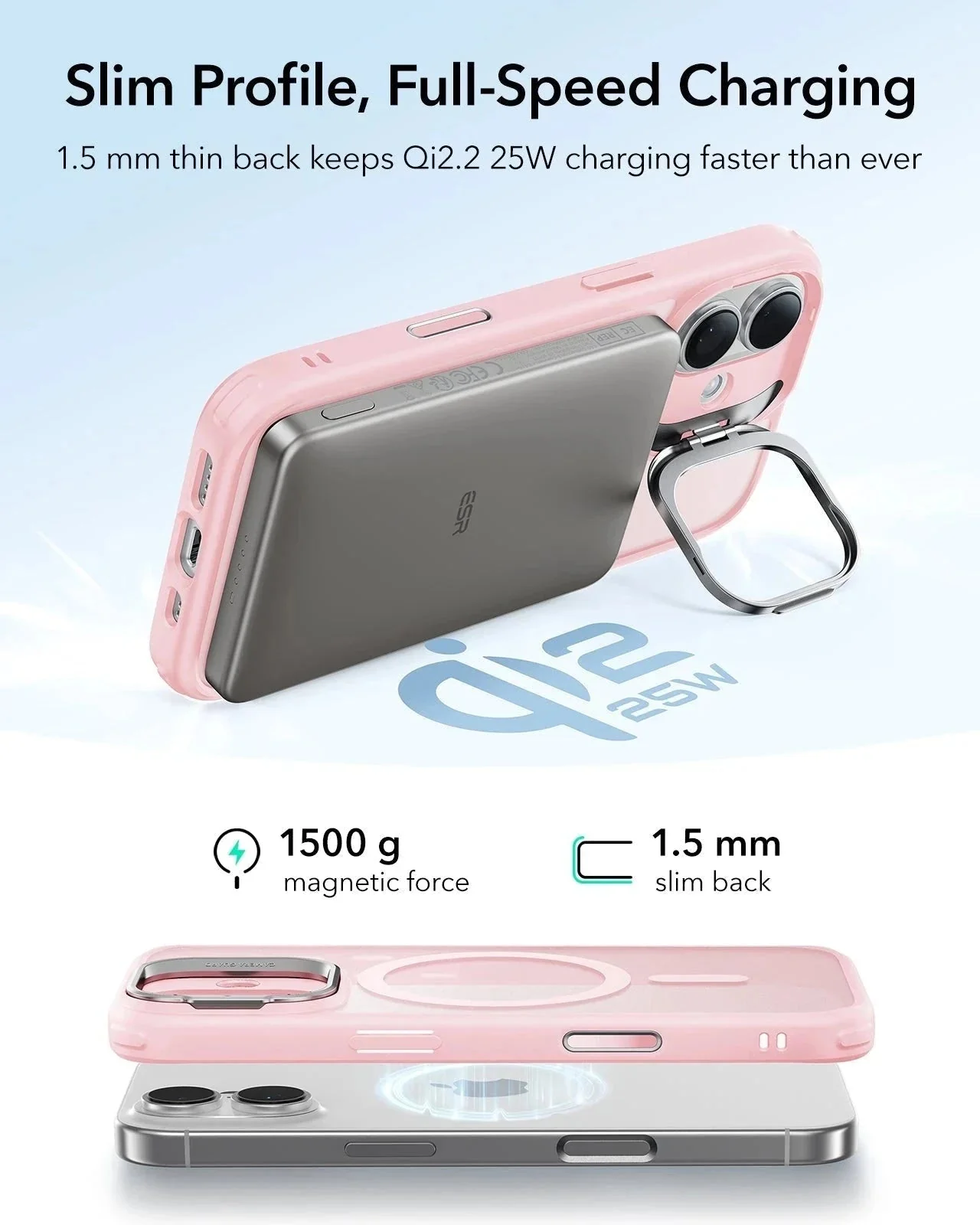 iPhone 17 Bundle Classic Hybrid Magnetic Case (Stash Stand) and Armorite Pro Privacy Screen Protector - Frosted Bubblegum Pink - Image 6