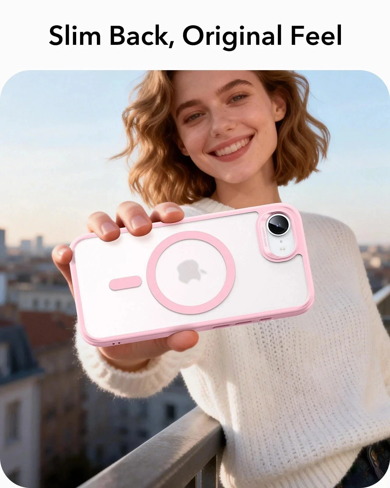 iPhone 17e Bundle Classic Hybrid Magnetic Case & Armorite® Privacy Screen Protector - Frosted Bubblegum Pink - Image 7
