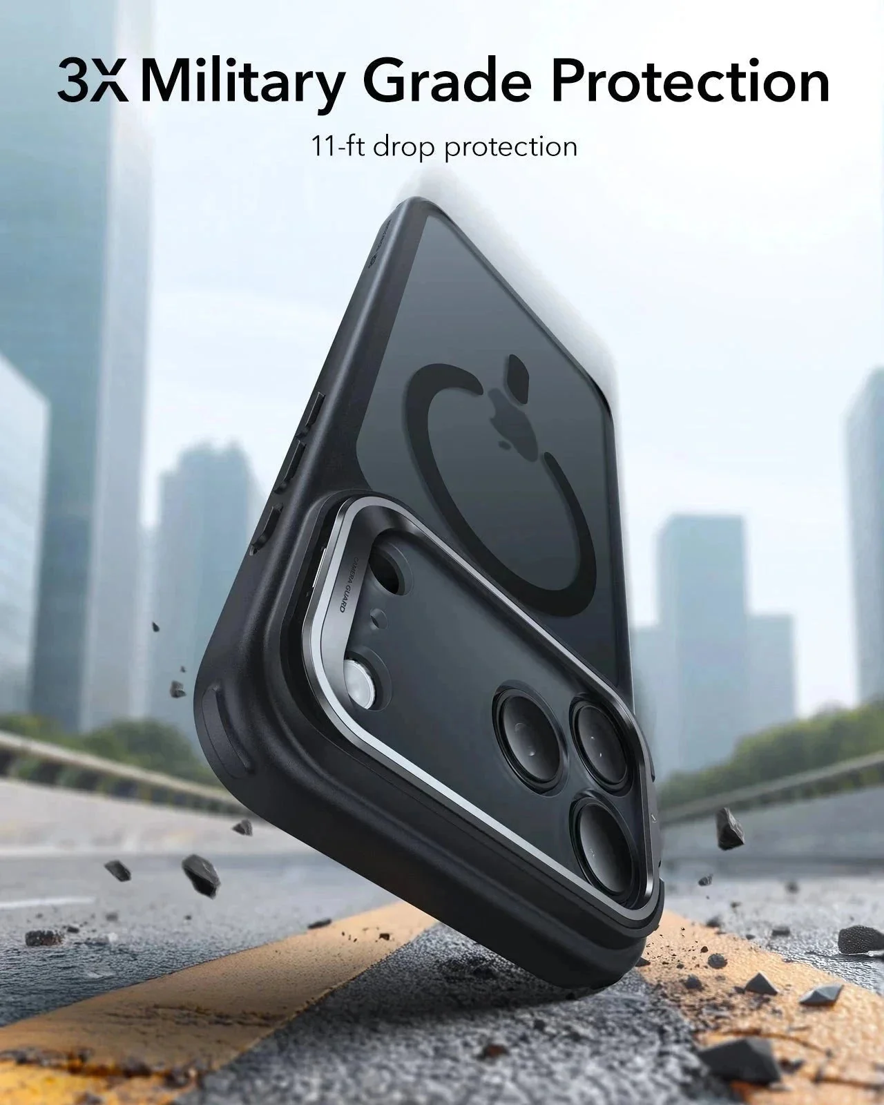 iPhone 17 Pro Bundle Classic Hybrid Magnetic Case (Camera Control, Stash Stand) and Armorite Privacy Screen Protector - Frosted Black - Image 3