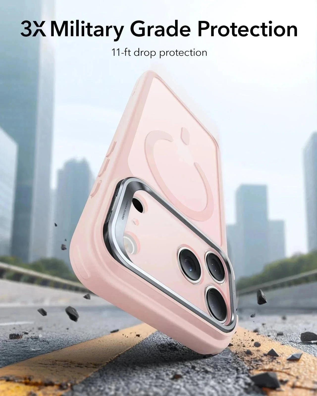 iPhone 17 Pro Bundle Classic Hybrid Magnetic Case (Camera Control, Stash Stand) and Armorite Privacy Screen Protector - Frosted Bubblegum Pink - Image 3