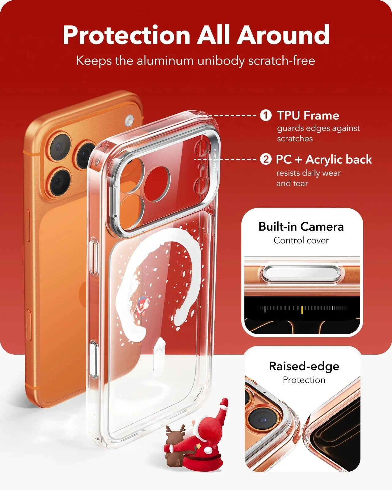 iPhone 17 Pro Max Classic Hybrid Magnetic Case (Camera Control, Stash Stand) - Santa Skater - Image 4