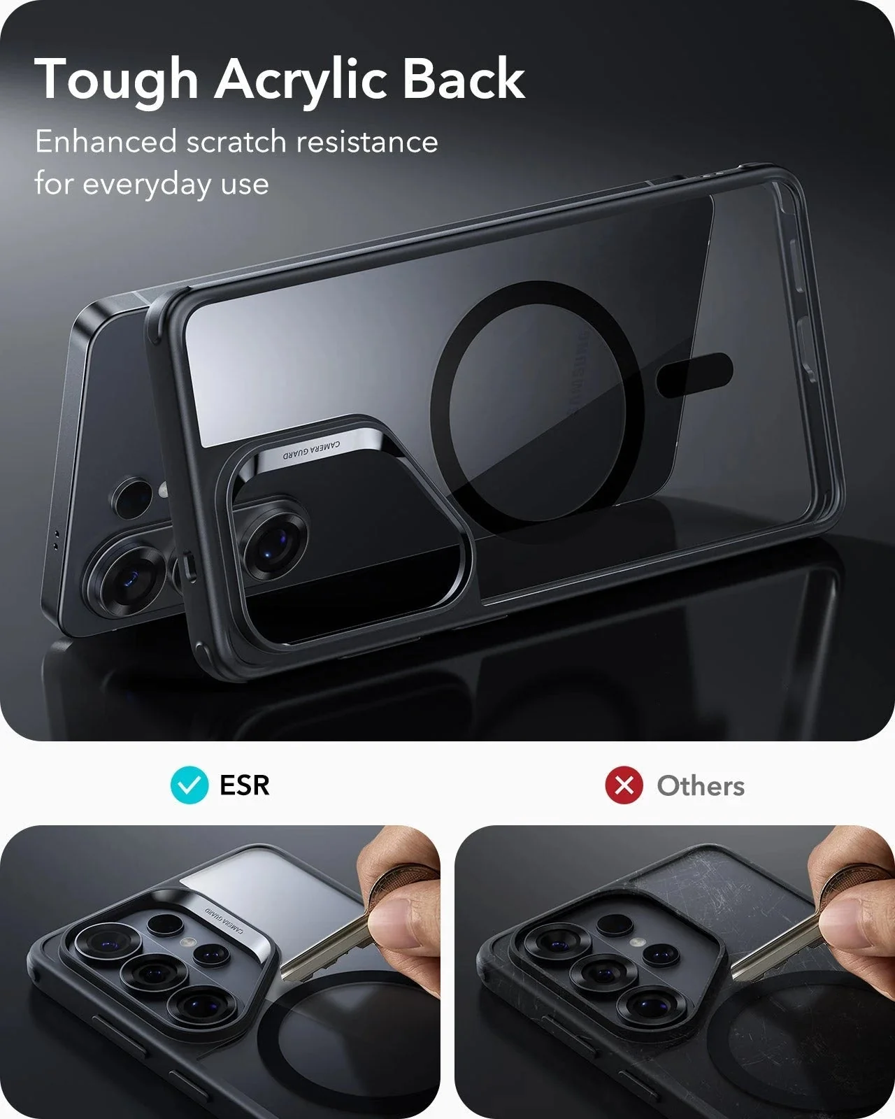 Galaxy S26 Ultra Bundle Classic Hybrid Magnetic Case and Armorite® Screen Protector - Clear Black - Image 5