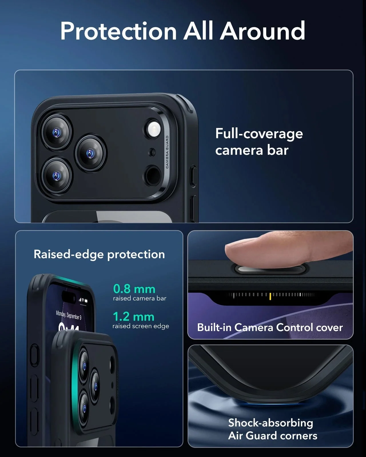 iPhone 17 Pro Classic Hybrid Magnetic Case (Camera Control) - Clear Black - Image 3