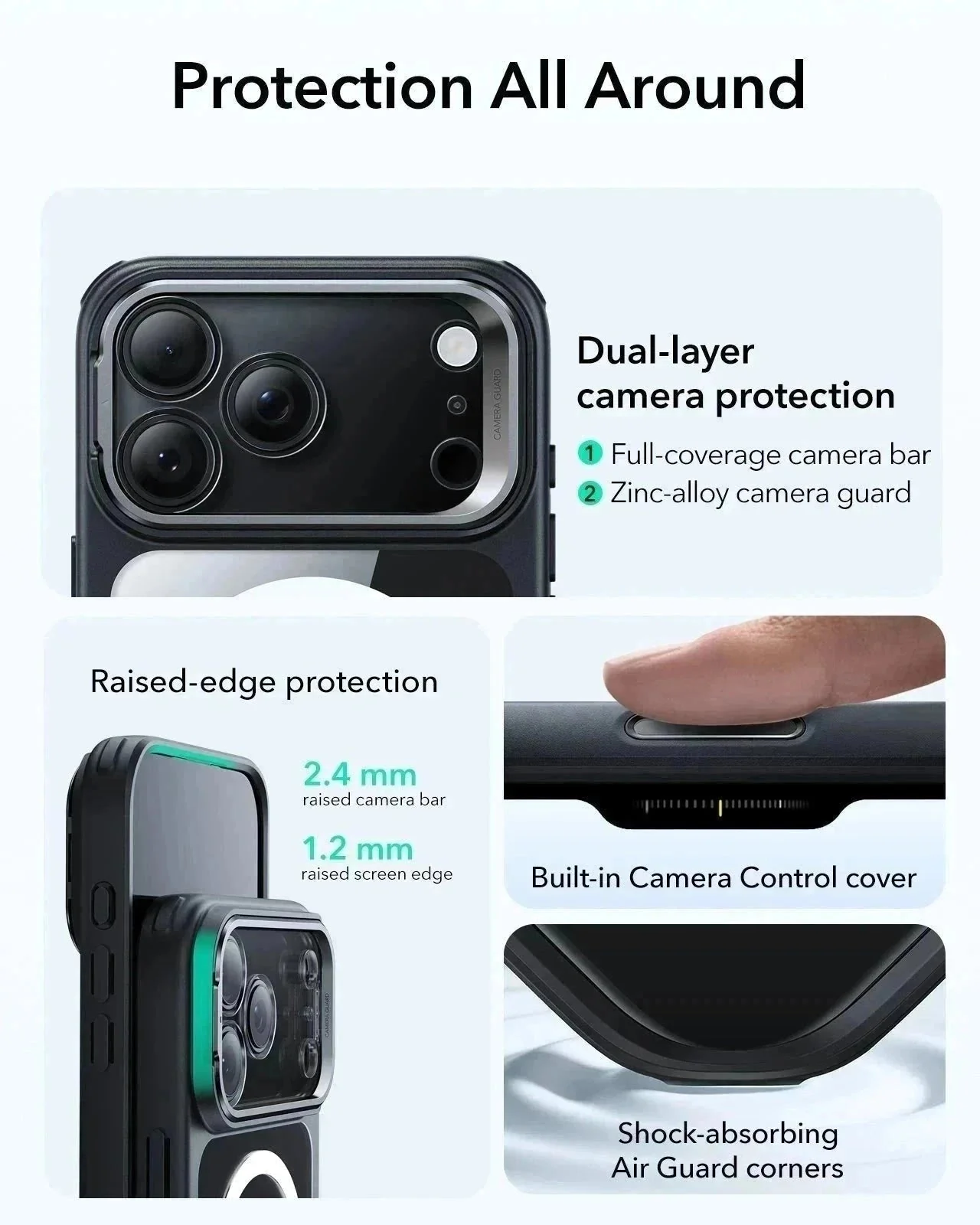 iPhone 17 Pro Max Bundle Classic Hybrid Magnetic Case (Camera Control, Stash Stand) and Armorite Privacy Screen Protector - Clear Black - Image 4
