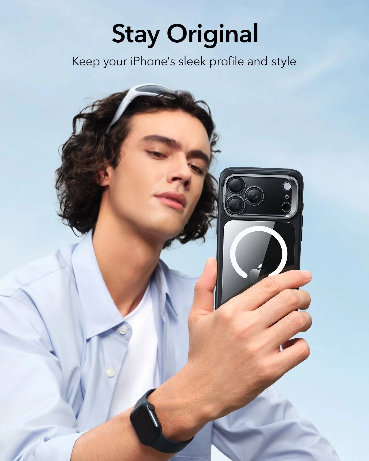 iPhone 17 Pro Max Classic Hybrid Magnetic Case (Camera Control, Stash Stand) - Clear Black - Image 8