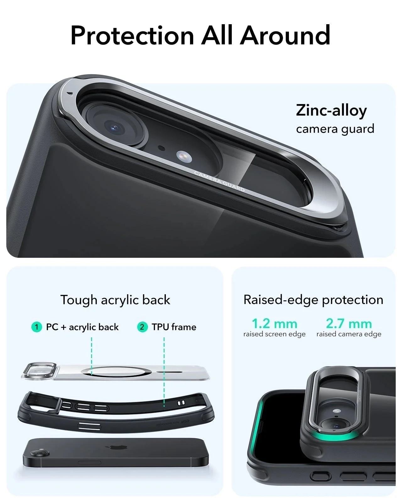 iPhone 17e Bundle Classic Hybrid Magnetic Case (Stash Stand) and Armorite® Screen Protector - Clear Black - Image 3