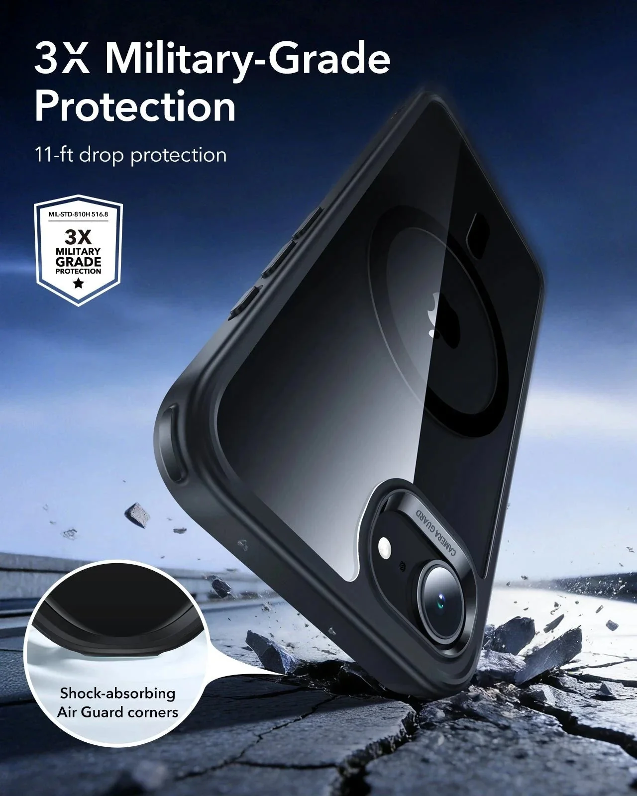 iPhone 17e Bundle Classic Hybrid Magnetic Case & Armorite® Privacy Screen Protector - Clear Black - Image 4
