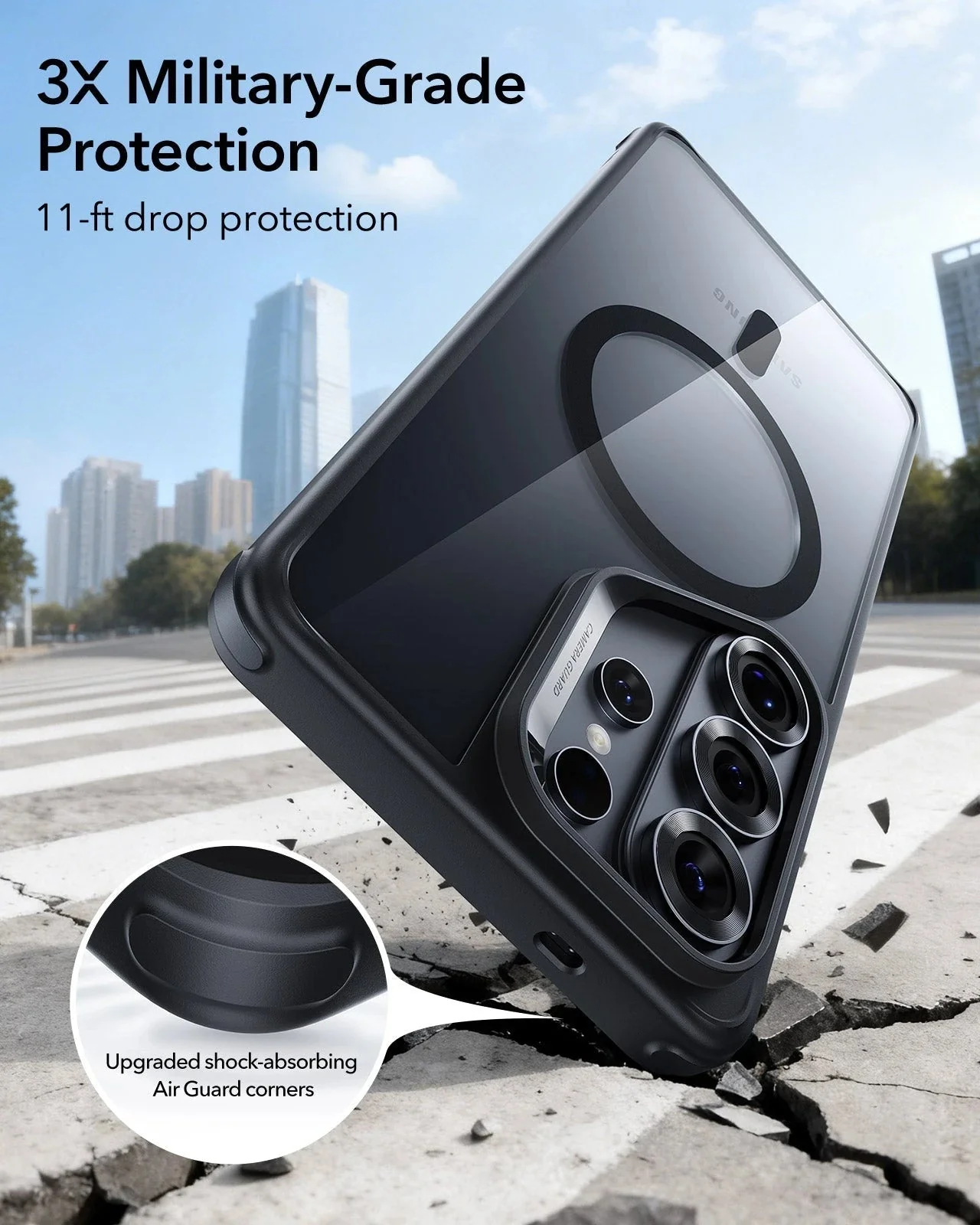 Galaxy S26 Ultra Bundle Classic Hybrid Magnetic Case and Armorite® Privacy Screen Protector - Clear Black - Image 3