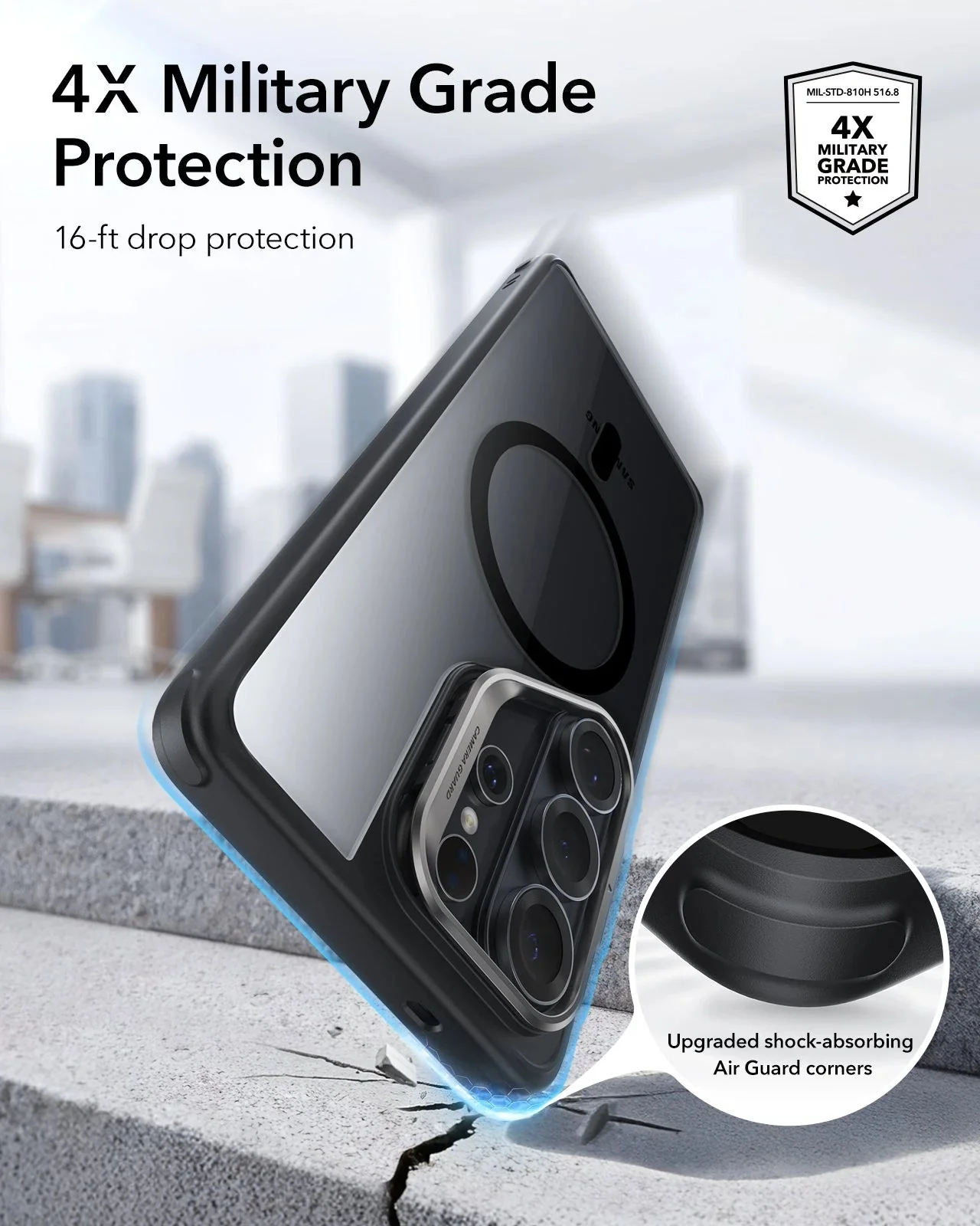 Galaxy S26 Ultra Bundle Classic Hybrid Magnetic Case (Stash Stand) and Armorite® Pro Screen Protector - Clear Black - Image 4