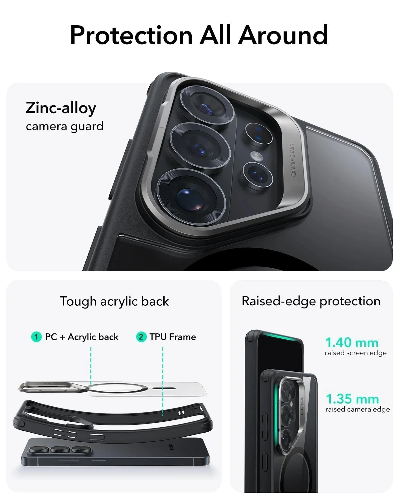 Galaxy S26 Ultra Bundle Classic Hybrid Magnetic Case (Stash Stand) and Armorite® Pro Privacy Screen Protector - Clear Black - Image 3
