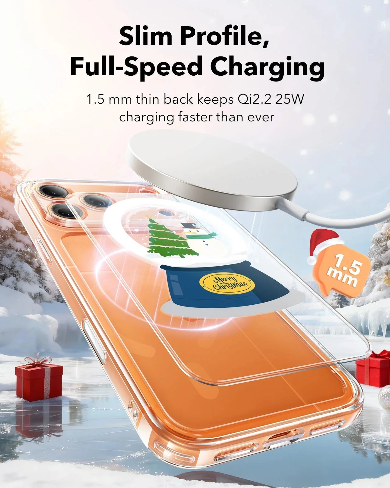 iPhone 17 Pro Max Classic Hybrid Magnetic Case (Camera Control) - Christmas Globe - Image 5