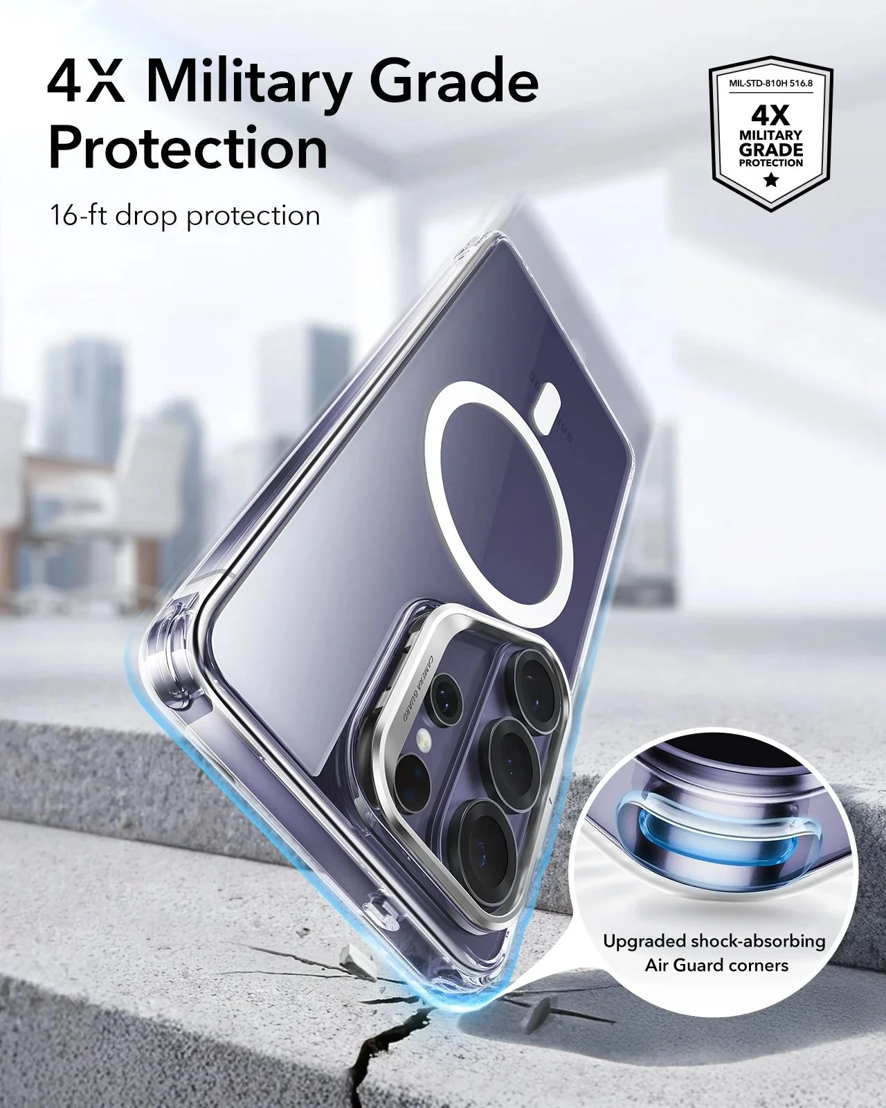 Galaxy S26 Ultra Bundle Classic Hybrid Magnetic Case (Stash Stand) and Armorite® Pro Screen Protector - Clear - Image 4