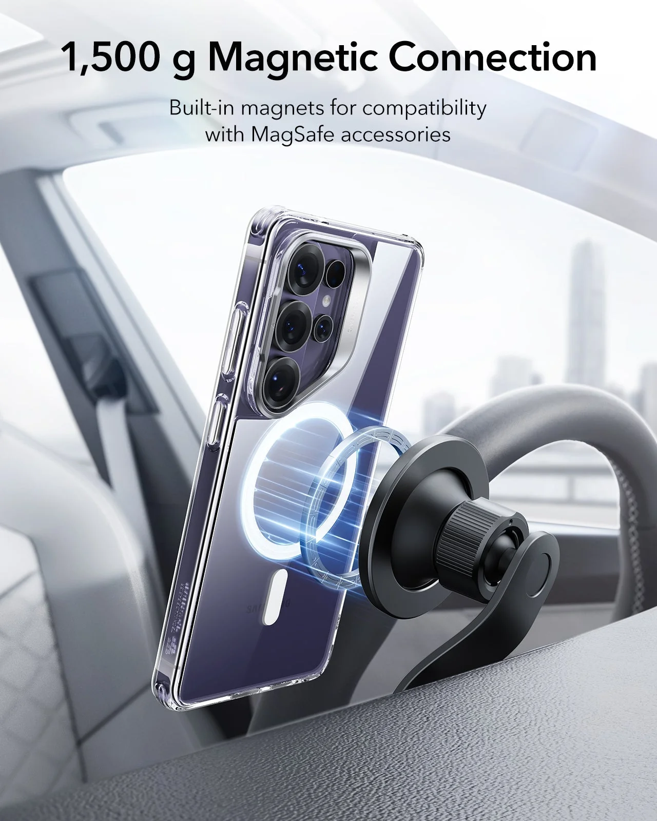 Galaxy S26 Ultra Bundle Classic Hybrid Magnetic Case (Stash Stand) and Armorite® Privacy Screen Protector - Clear - Image 7