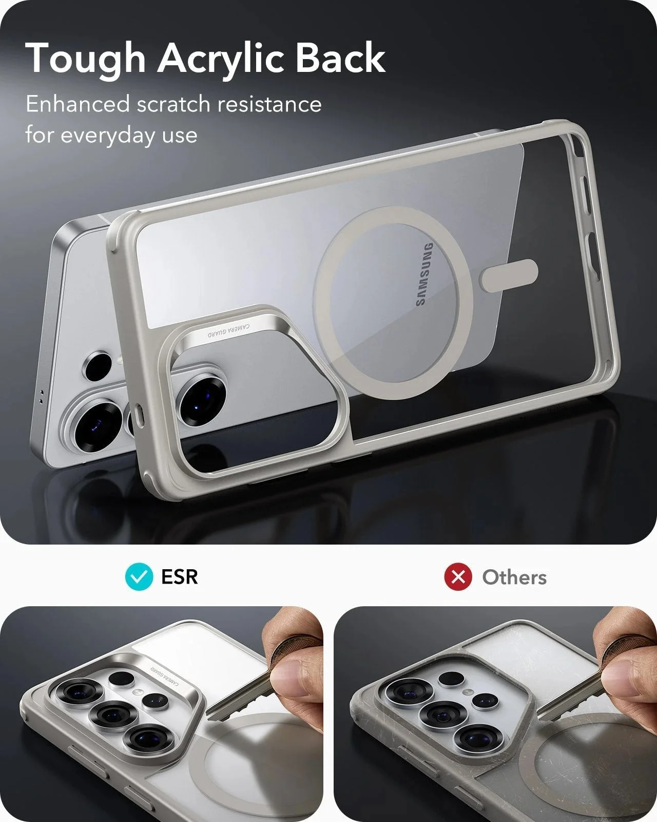 Galaxy S26 Ultra Bundle Classic Hybrid Magnetic Case and Armorite® Privacy Screen Protector - Clear Grey - Image 5