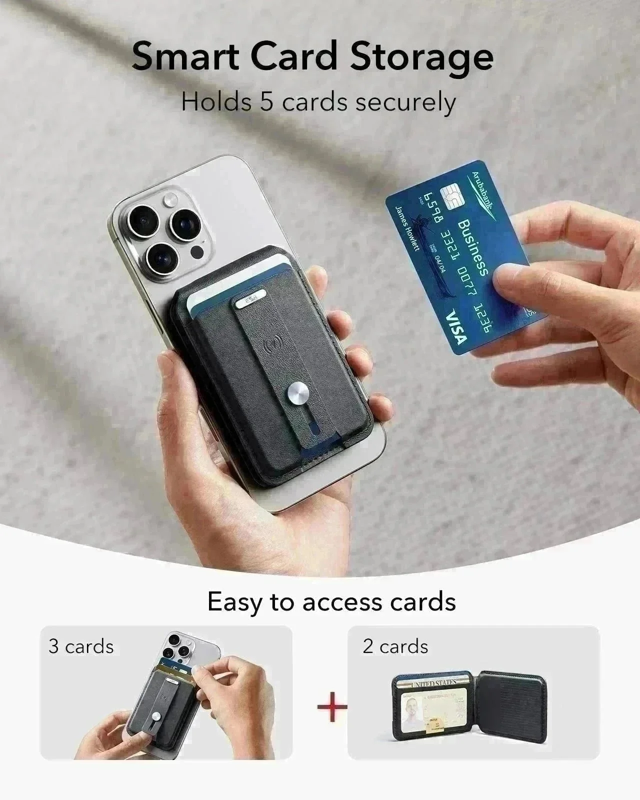 iPhone 17 Pro Max Classic Hybrid Magnetic Case (Camera Control, Stash Stand) with Wallet Stand Bundle - Clear - Image 5