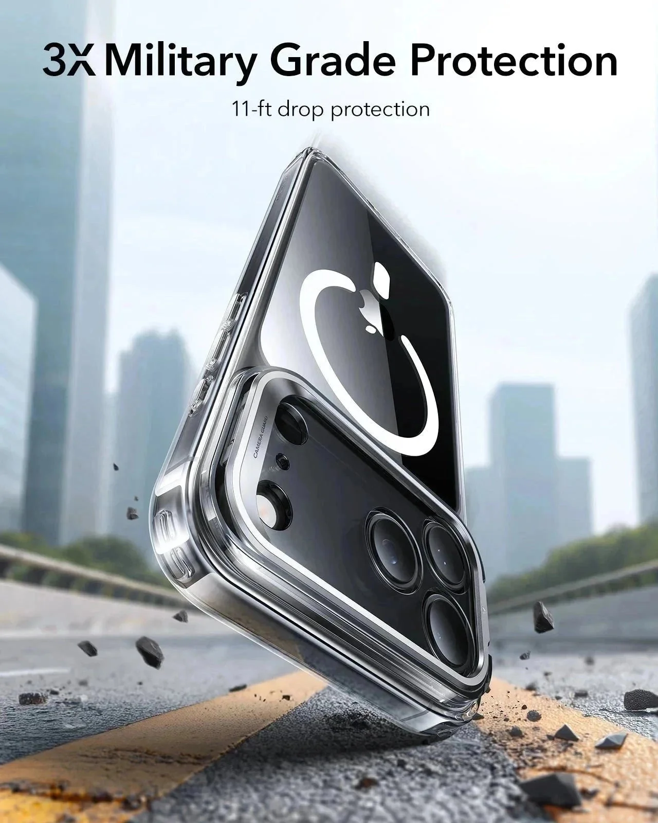 iPhone 17 Pro Max Classic Hybrid Magnetic Case (Camera Control, Stash Stand) - Clear - Image 3