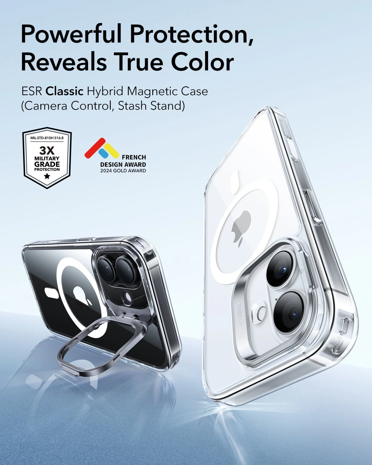 iPhone 17 Classic Hybrid Magnetic Case (Camera Control, Stash Stand) - Clear - Image 2