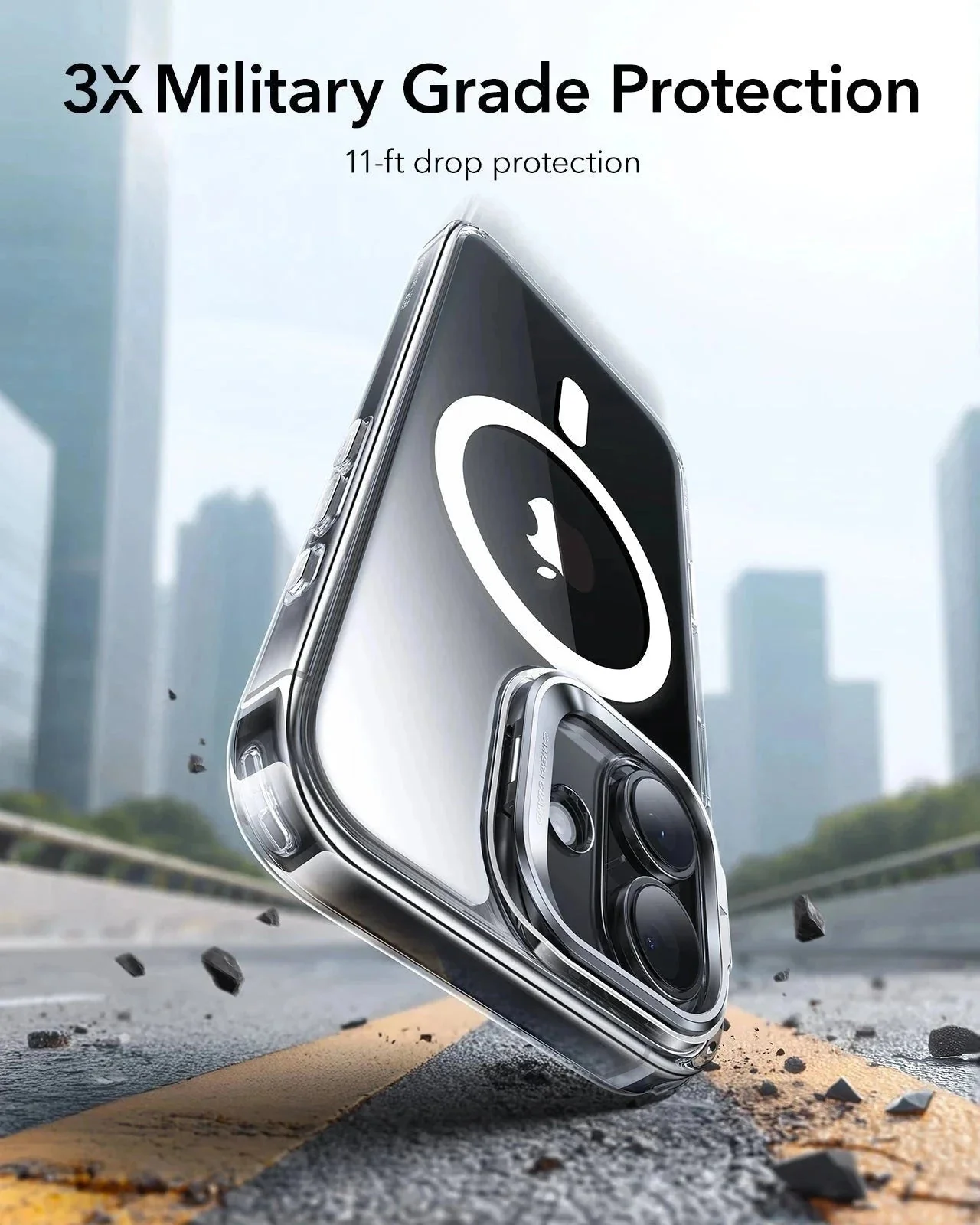 iPhone 17 Classic Hybrid Magnetic Case (Camera Control, Stash Stand) - Clear - Image 3