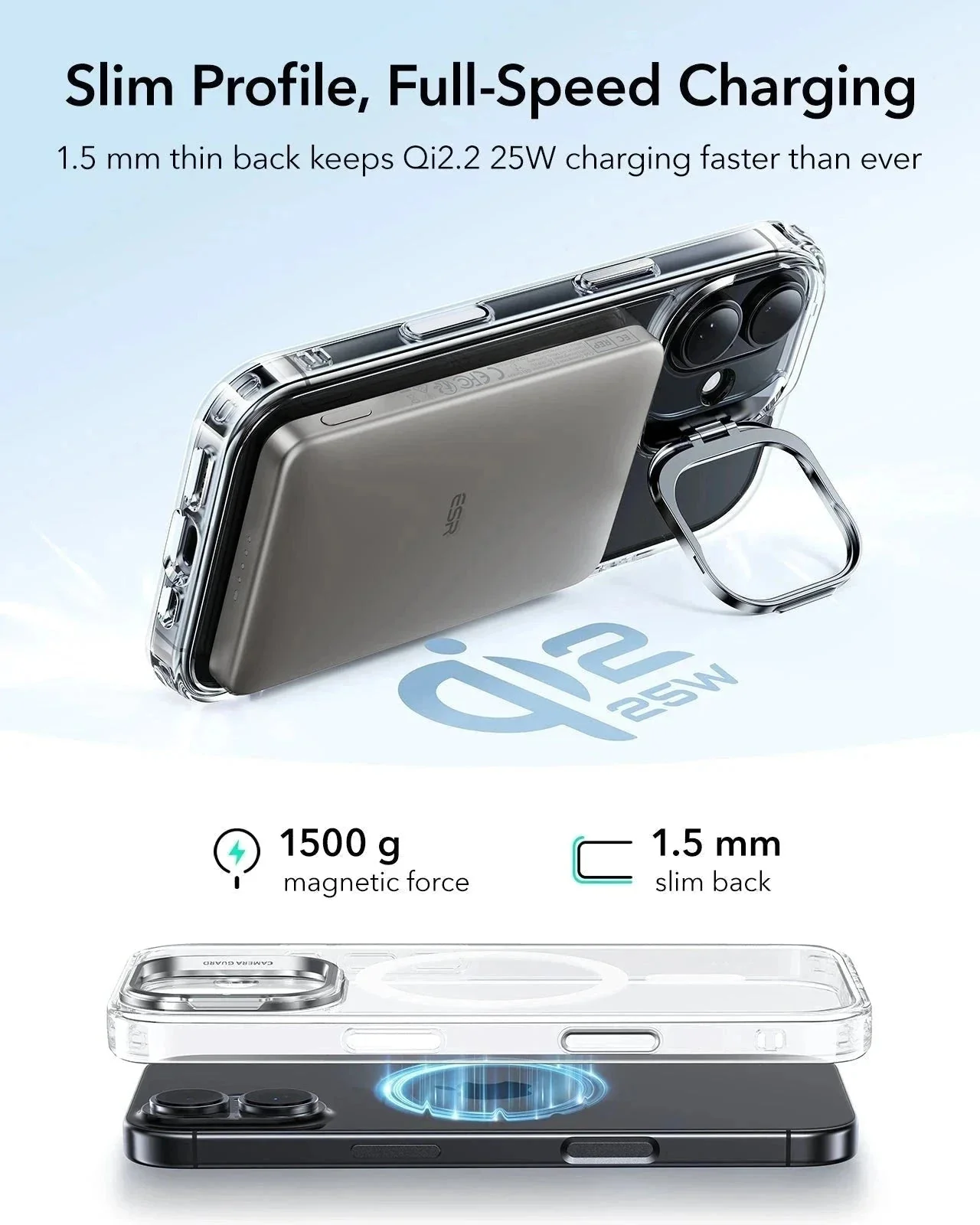 iPhone 17 Classic Hybrid Magnetic Case (Camera Control, Stash Stand) - Clear - Image 6