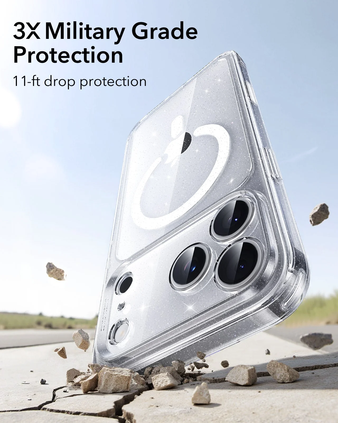 iPhone 17 Pro Max Classic Hybrid Magnetic Case (Camera Control) - Clear Shimmer - Image 4