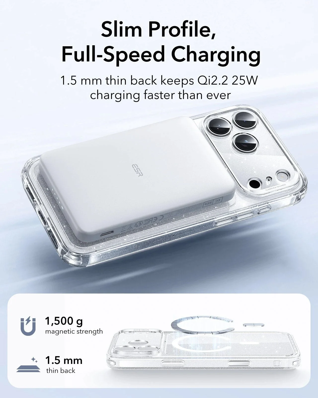 iPhone 17 Pro Max Classic Hybrid Magnetic Case (Camera Control) - Clear Shimmer - Image 5