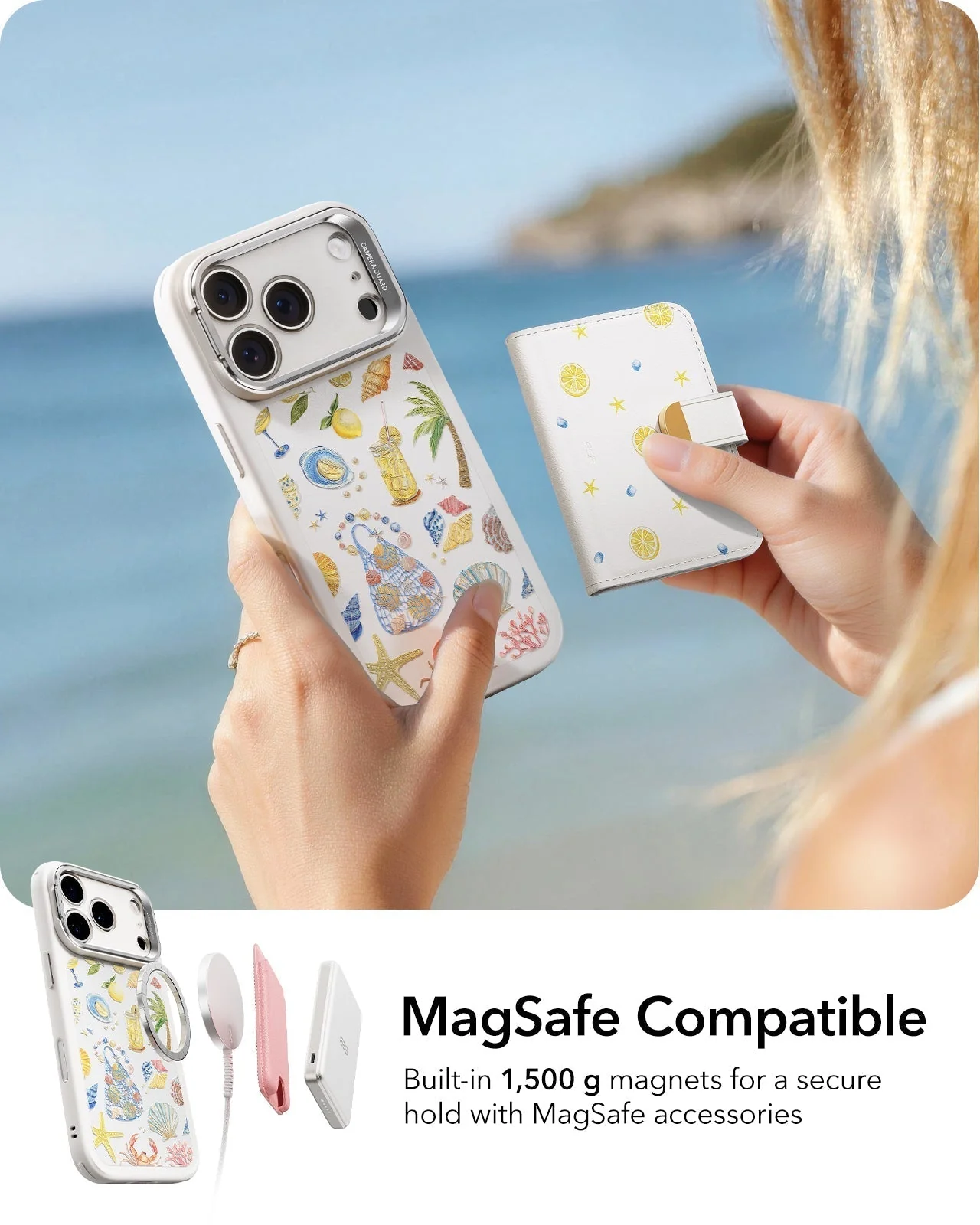 iPhone 17 Pro Max Classic Hybrid Magnetic Case (Camera Control, Stash Stand) - Coastal Summer - Image 6