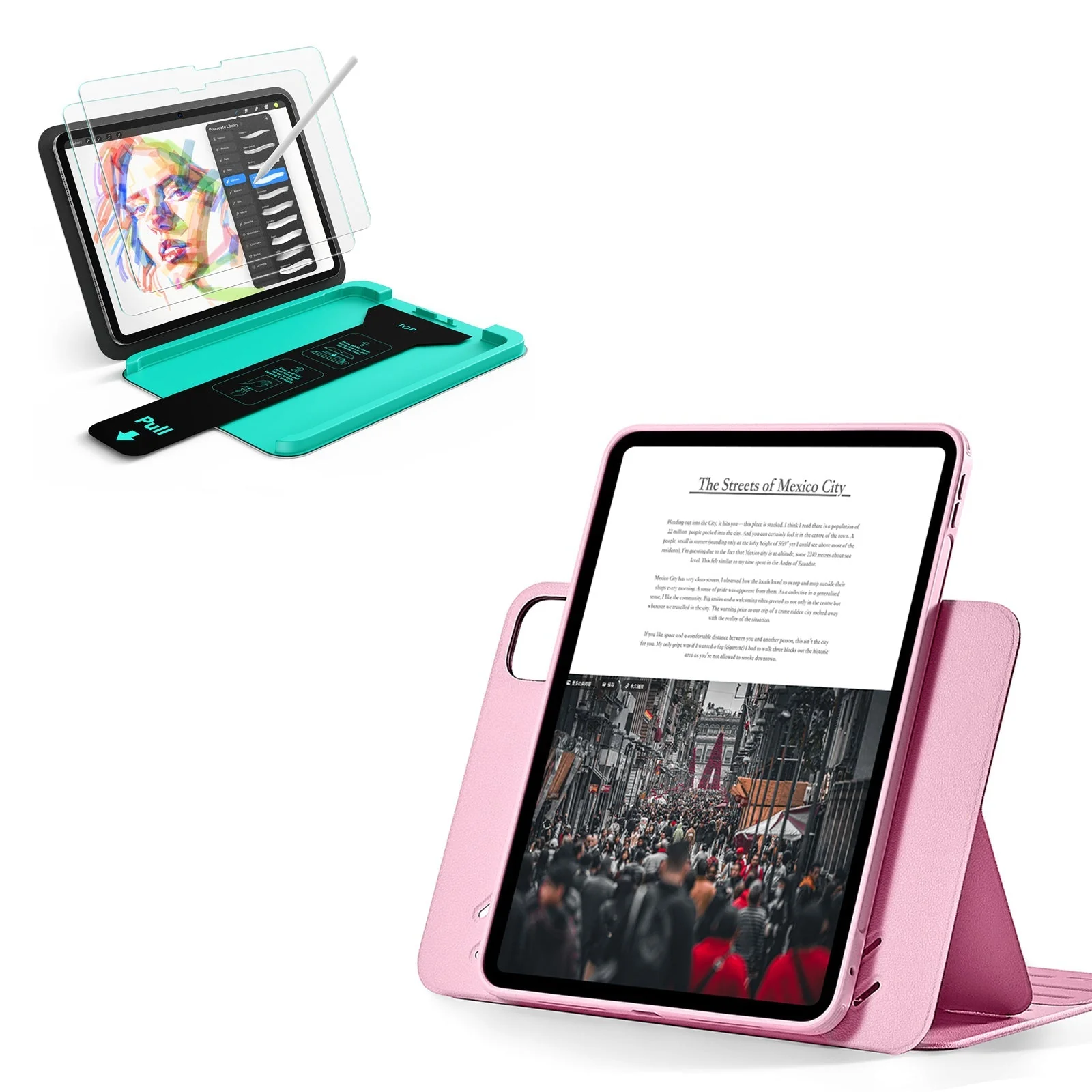 iPad Pro 11" (2025) Bundle Shift Magnetic Case & Armorite® Paper-Feel Protection - Pink