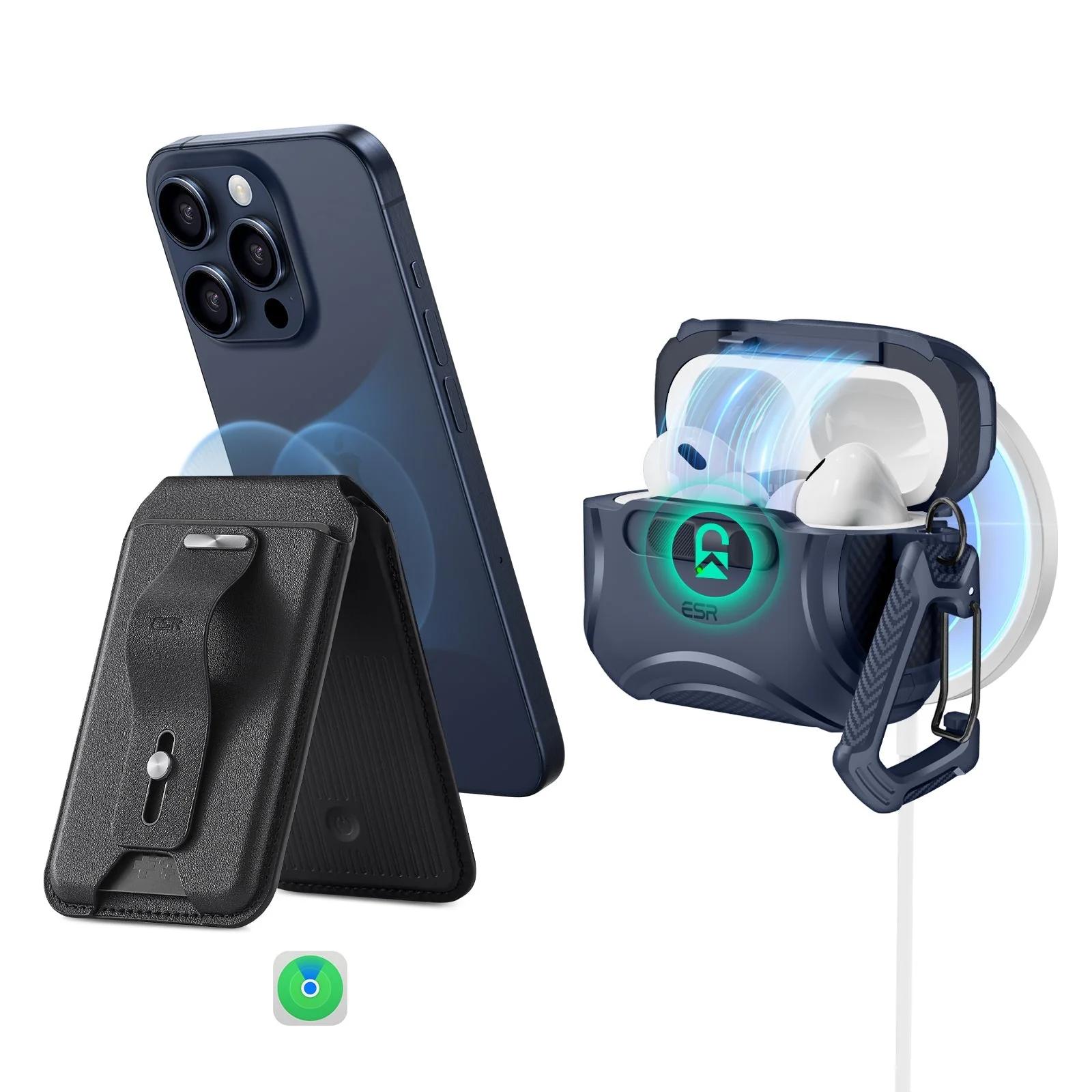 Cyber FlickLock Everyday-Carry Bundle for AirPods Pro (2023/2022/2019) - Dark Blue