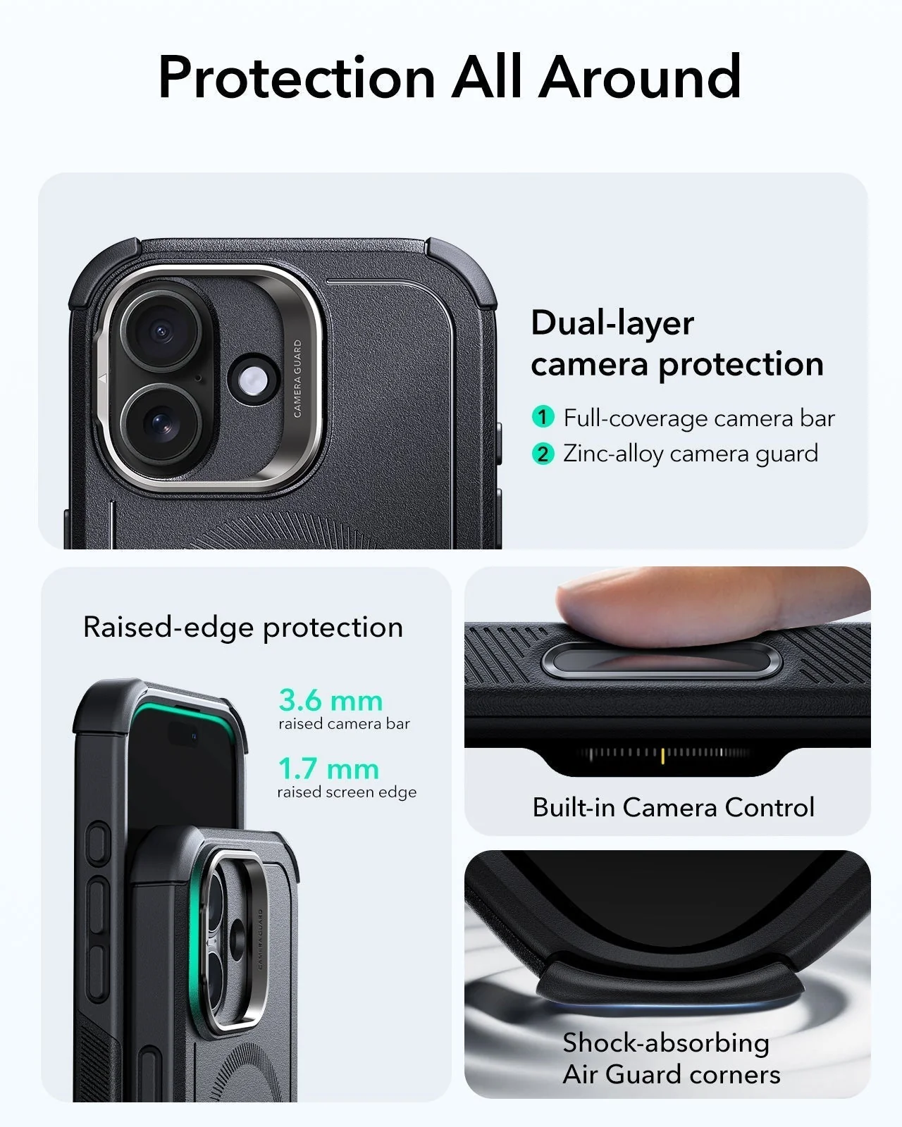 iPhone 17 Bundle Cyber Tough Magnetic Case (Camera Control, Stash Stand) and Armorite Privacy Screen Protector - Black - Image 3