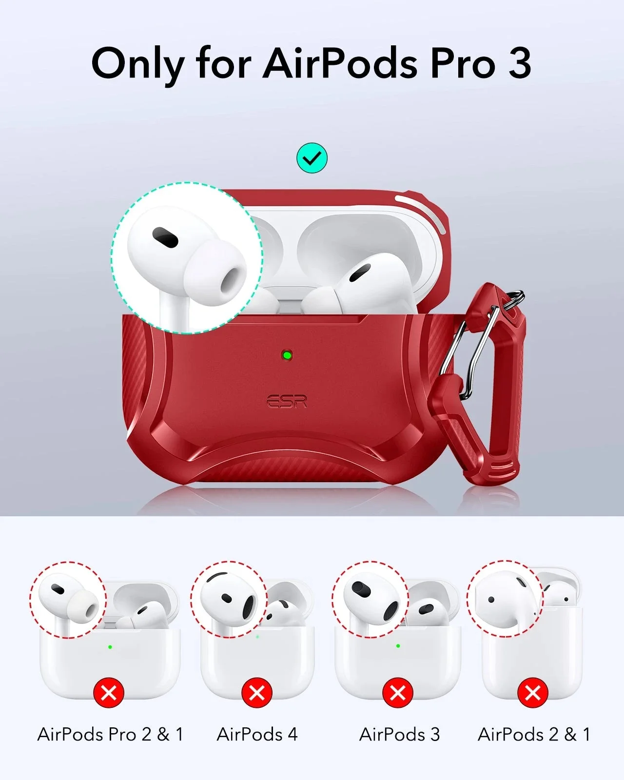 AirPods Pro 3 Cyber Tough Magnetic Case - Dark Red - Image 2