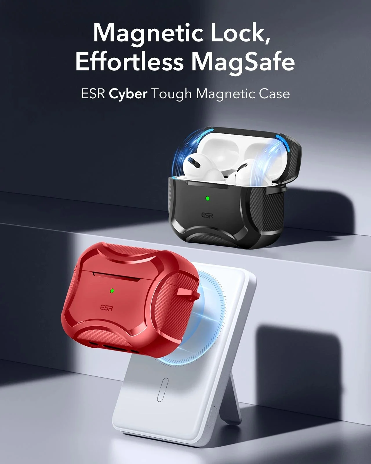 AirPods Pro 3 Cyber Tough Magnetic Case - Dark Red - Image 3