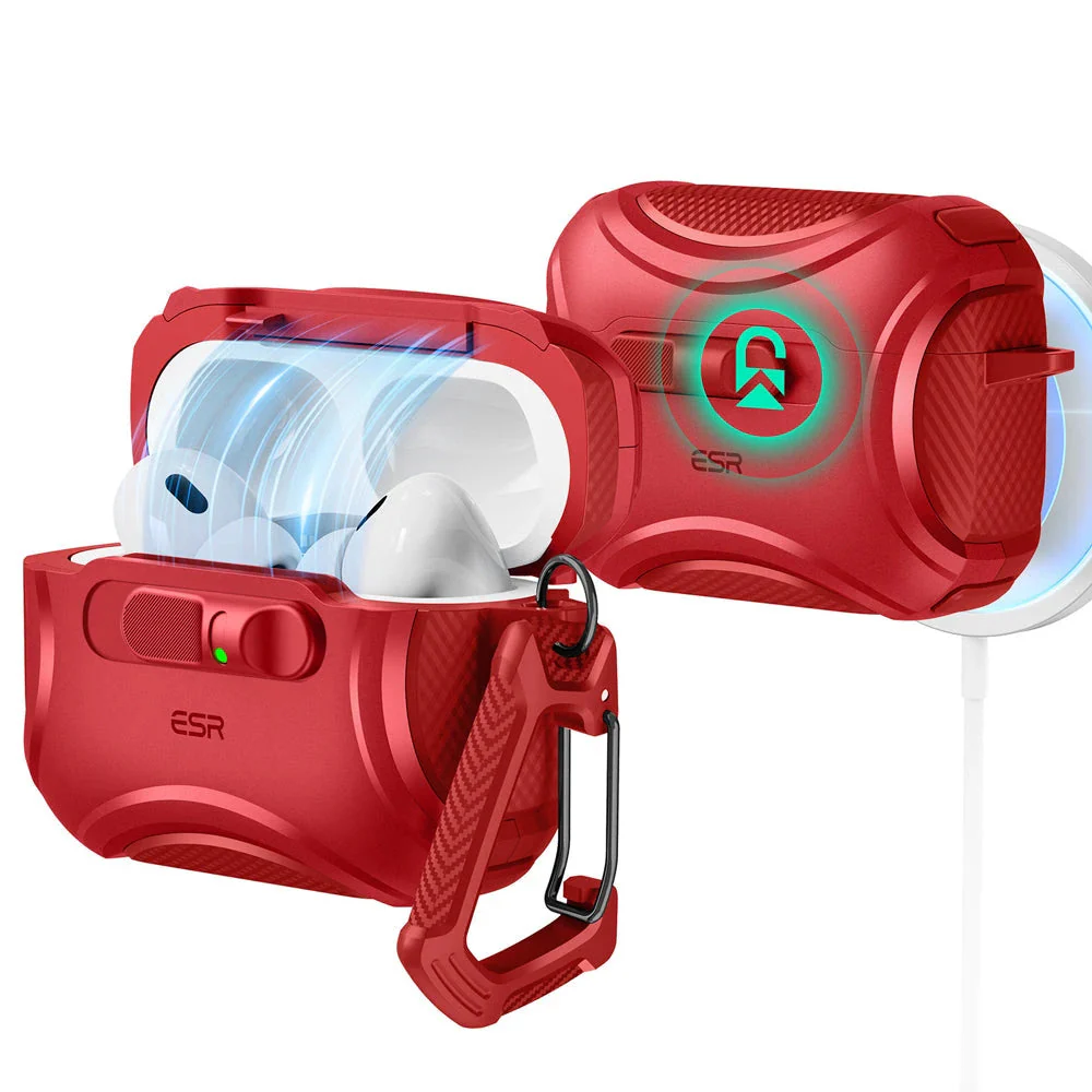 AirPods Pro 3 Cyber FlickLock Magnetic Case - Dark Red