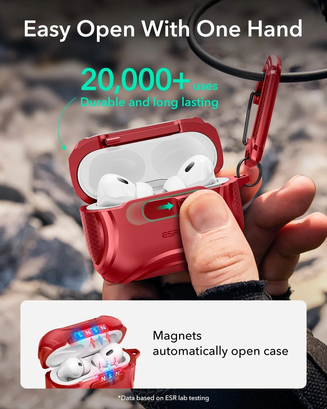 AirPods Pro 3 Cyber FlickLock Magnetic Case - Dark Red - Image 5