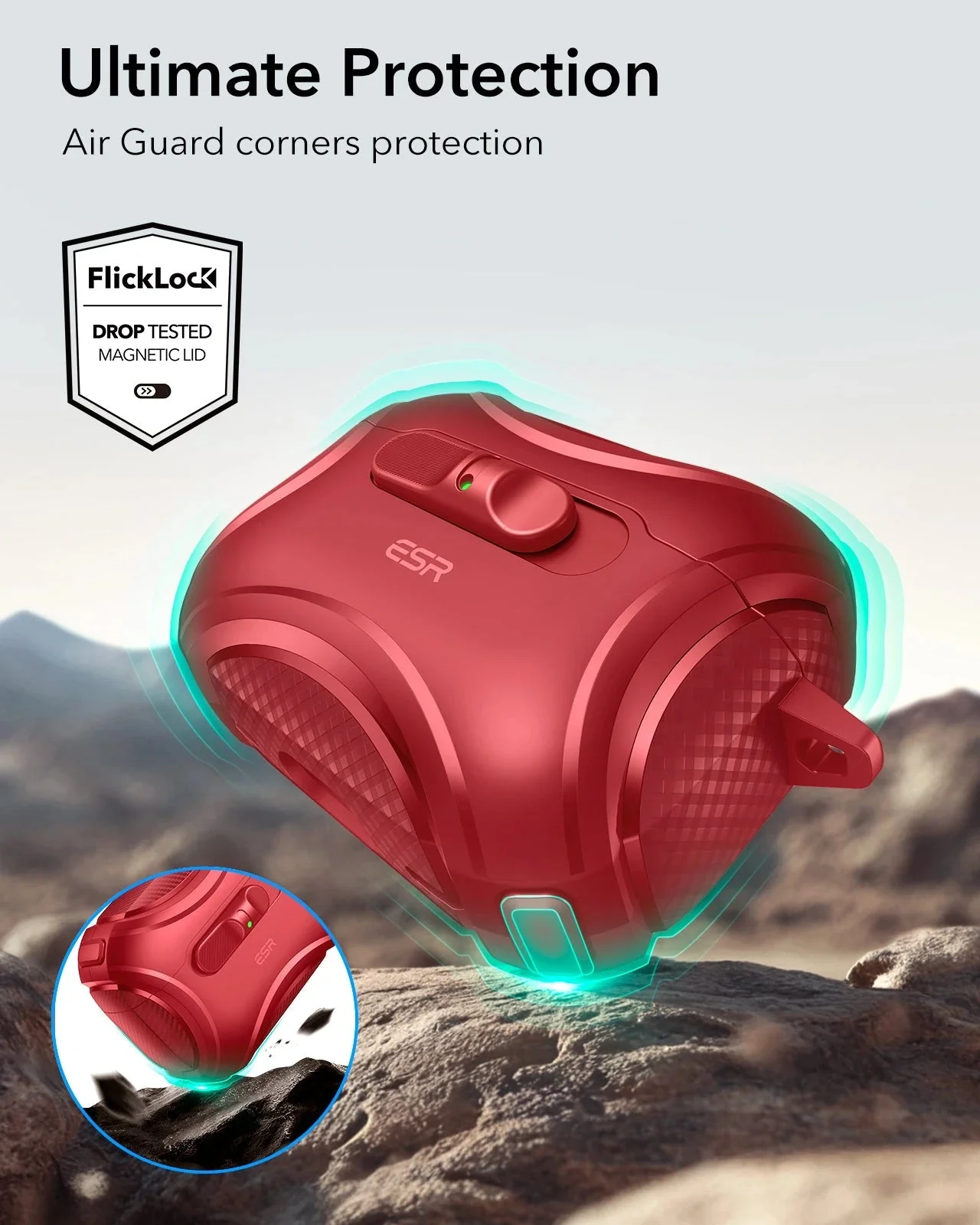 AirPods Pro 3 Cyber FlickLock Magnetic Case - Dark Red - Image 7