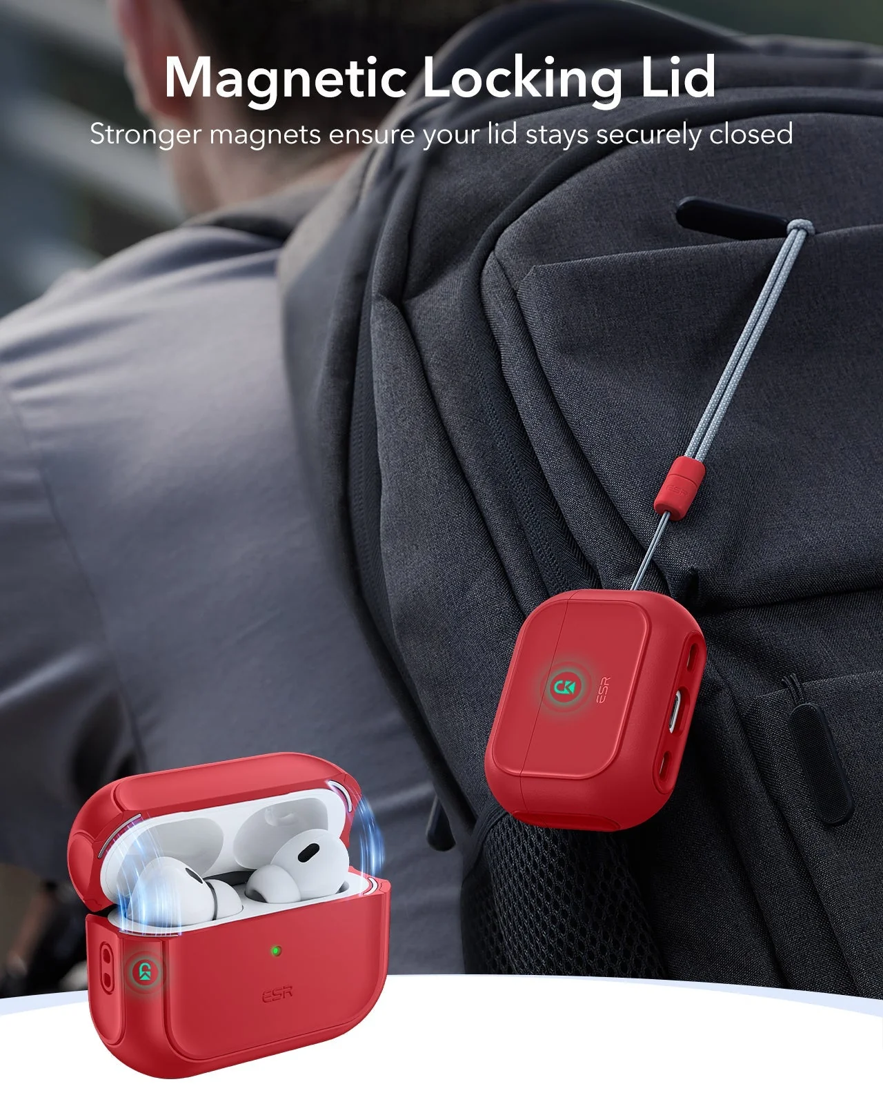 AirPods Pro 3 Orbit Hybrid Magnetic Case - Dark Red - Image 4