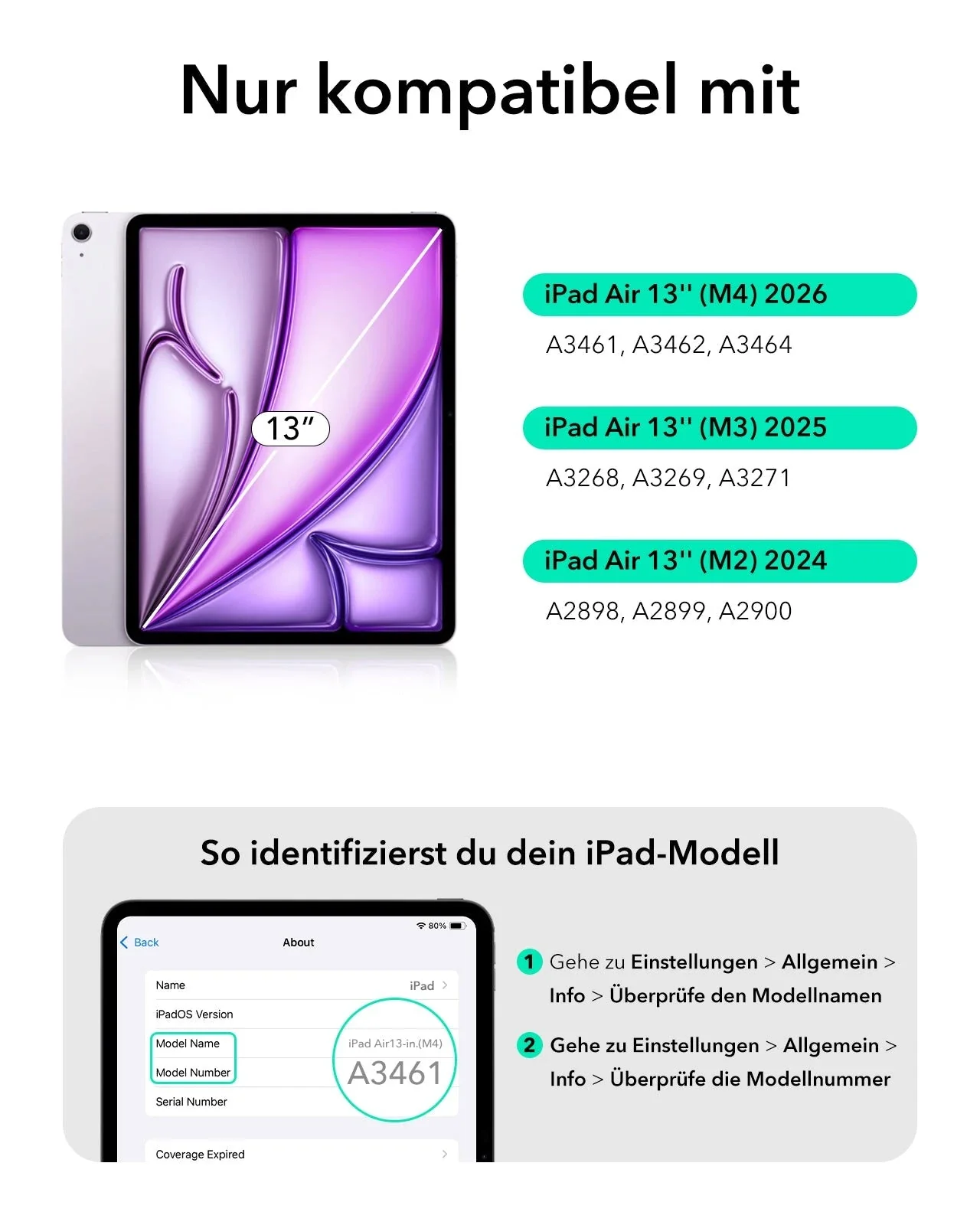 iPad Air 13" (M4, 2026) Shift Tastaturhülle (abnehmbar) & Schutzbundle - DE Layout - Dark Gray - Image 2