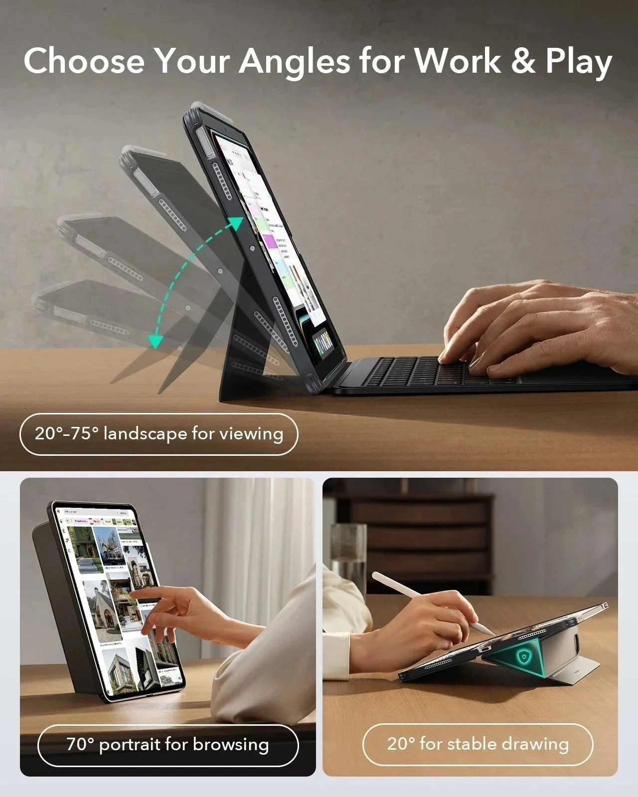 iPad Air 13" (M4, 2026) Shift Tastaturhülle (abnehmbar) & Schutzbundle - DE Layout - Dark Gray - Image 5