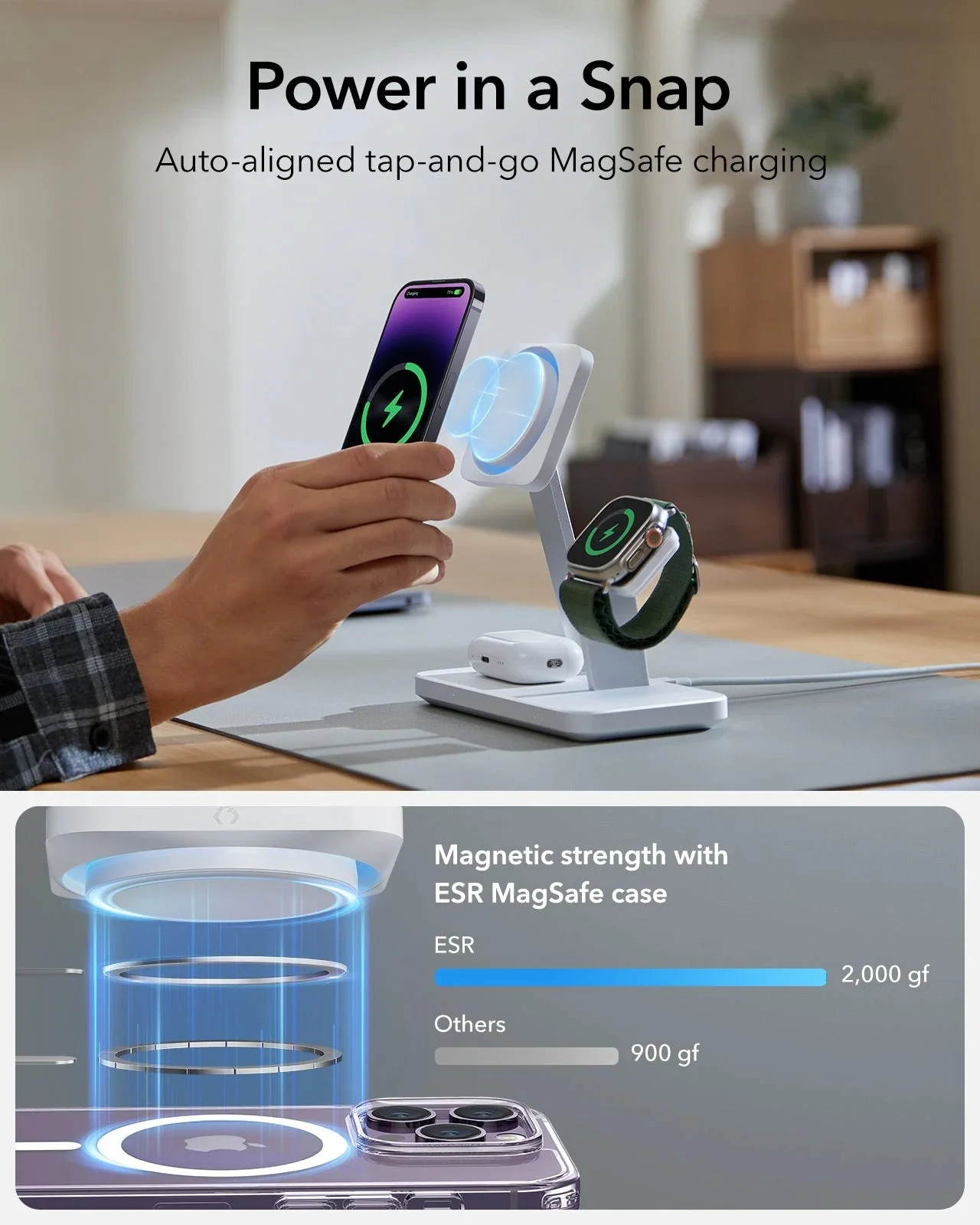 25W 3-in-1 Wireless Charger with MagSafe + CryoBoost - UK Plug - Image 6