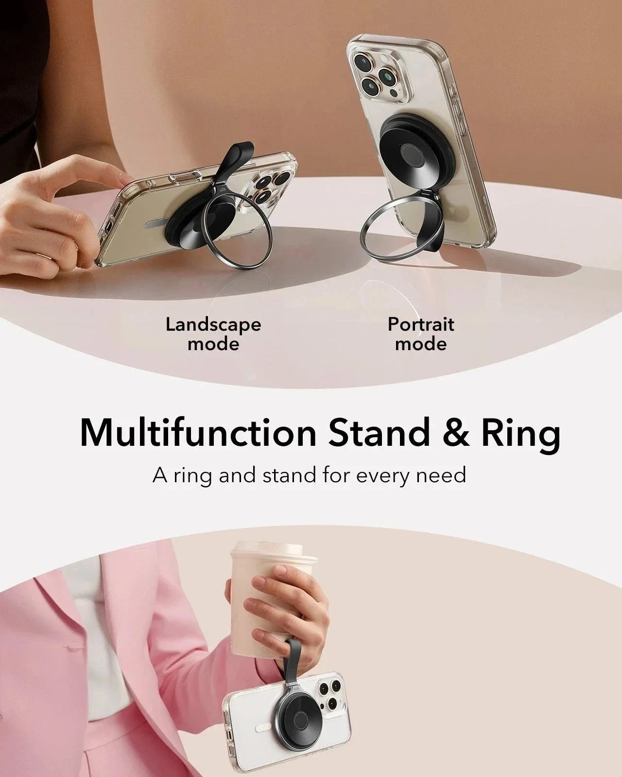 ESR HaloLock Suction Phone Mount (Ring Stand) - Pink - Image 5