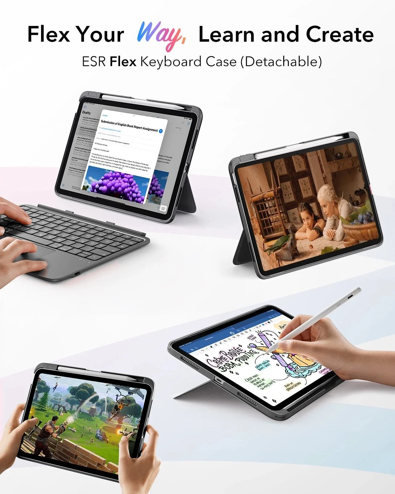 iPad Air 11" (6. Gen) 2024 Flex-Tastaturhülle (abnehmbar) Pencil Bundle - DE Layout -Dark Gray - Image 3