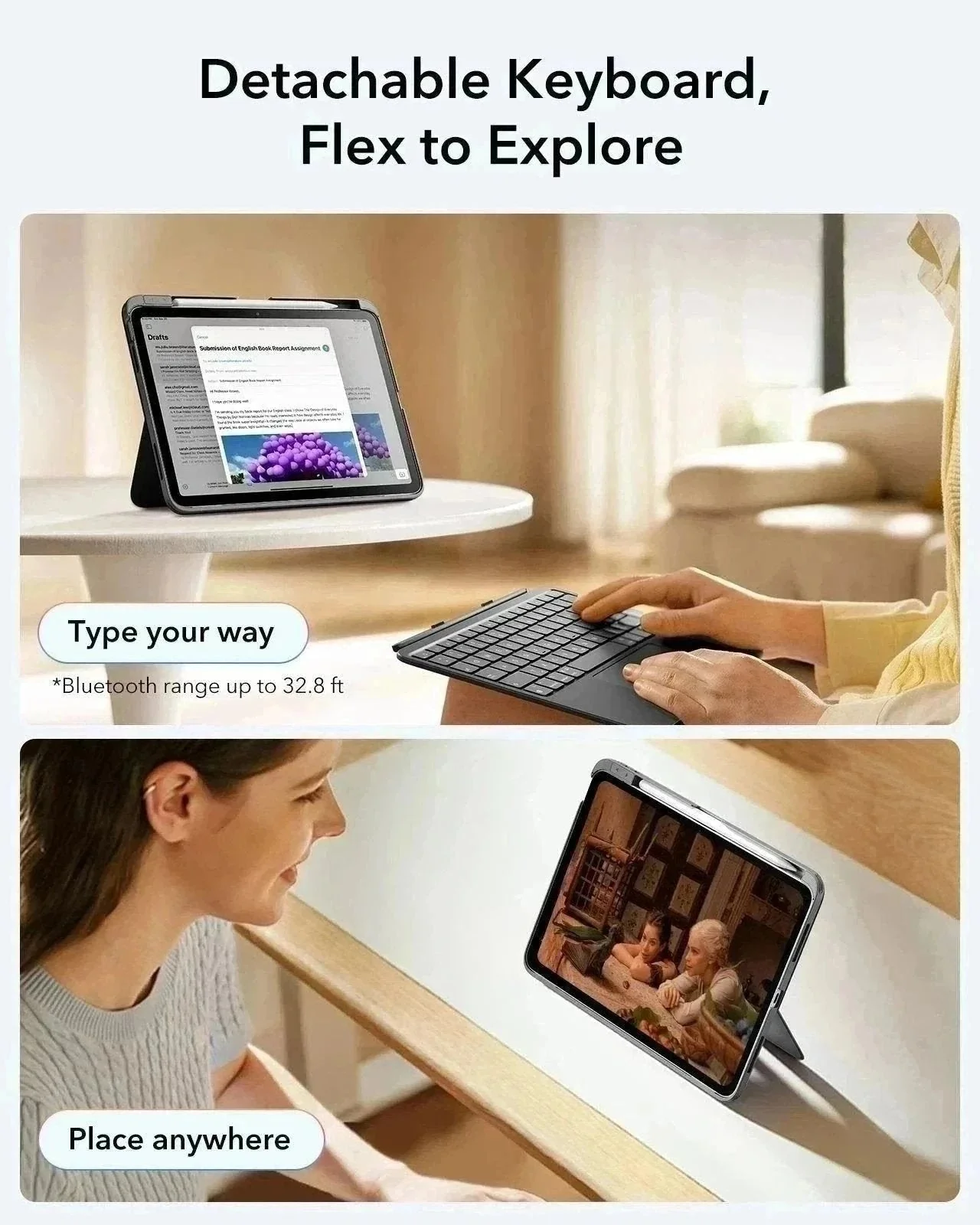 iPad Air 10,9" (5./4. Gen) Flex-Tastaturhülle (abnehmbar) Schutzbundle - DE Layout -Dark Gray - Image 9
