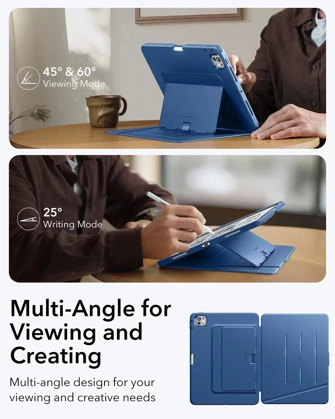 iPad Pro 13" (2025) Flip Magnetic Case with Pencil Holder - Navy Blue - Image 5