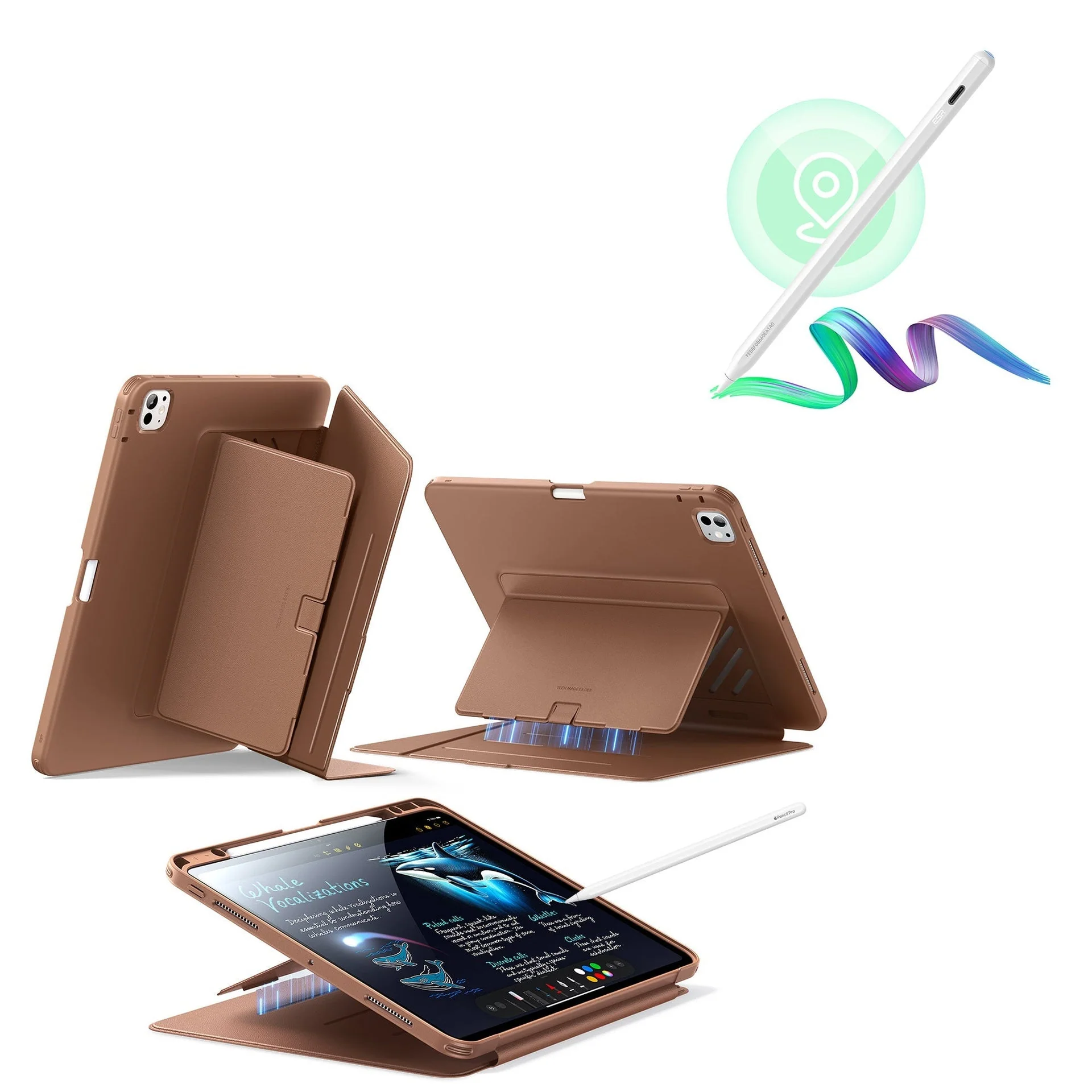 iPad Pro 13″ (2024) Flip Magnetic Case with Pencil Bundle - Brown