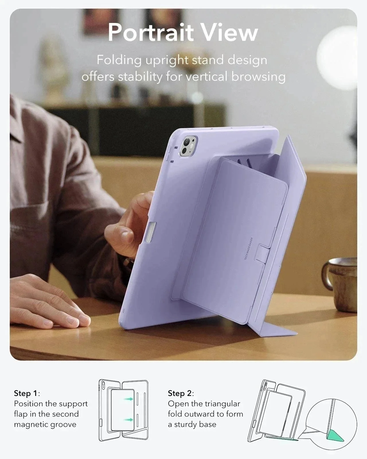 iPad Pro 11" (2025) Flip Magnetic Case with Pencil Holder - Purple - Image 5