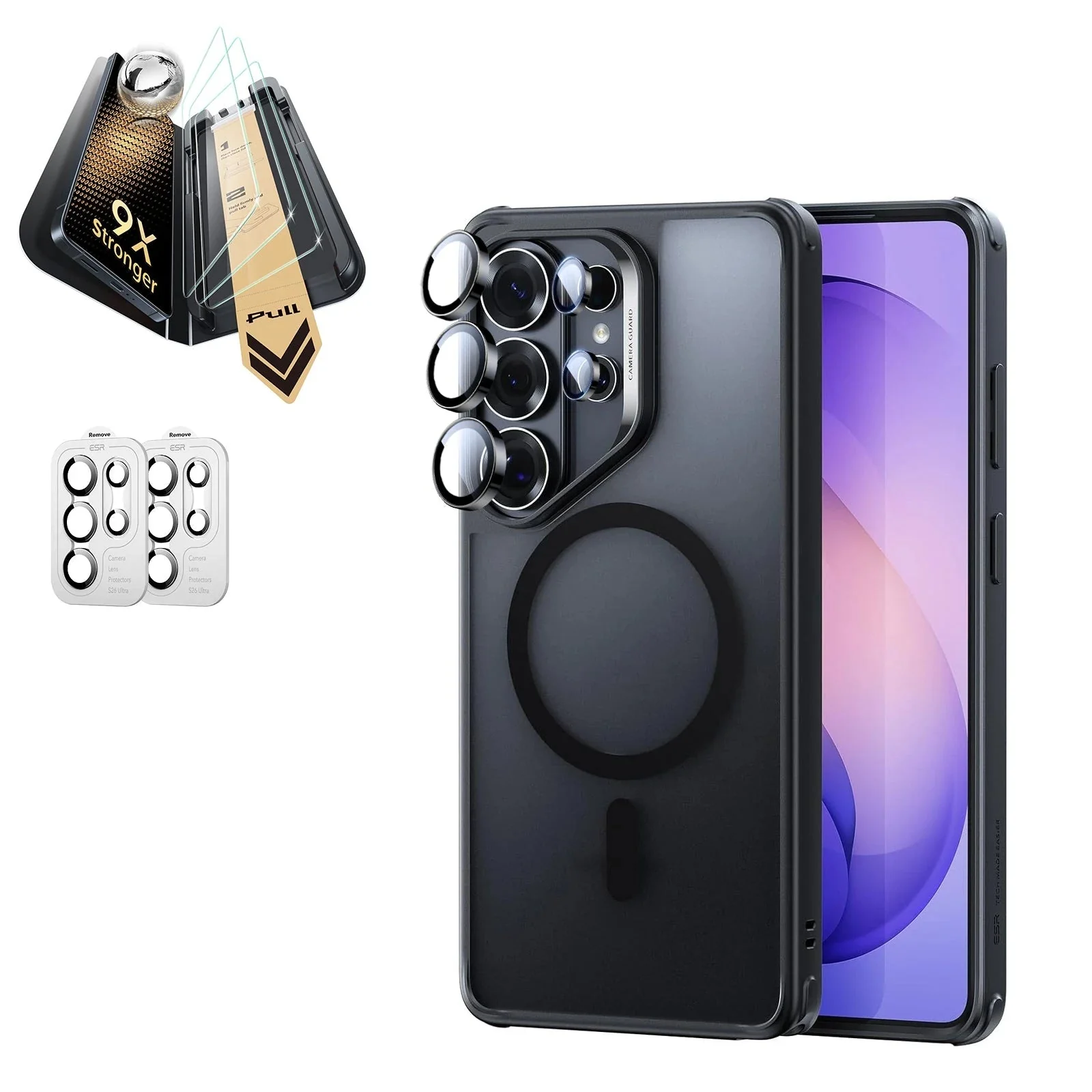 Galaxy S26 Ultra Bundle Classic Hybrid Magnetic Case and Armorite® Pro Screen Protector - Frosted Black