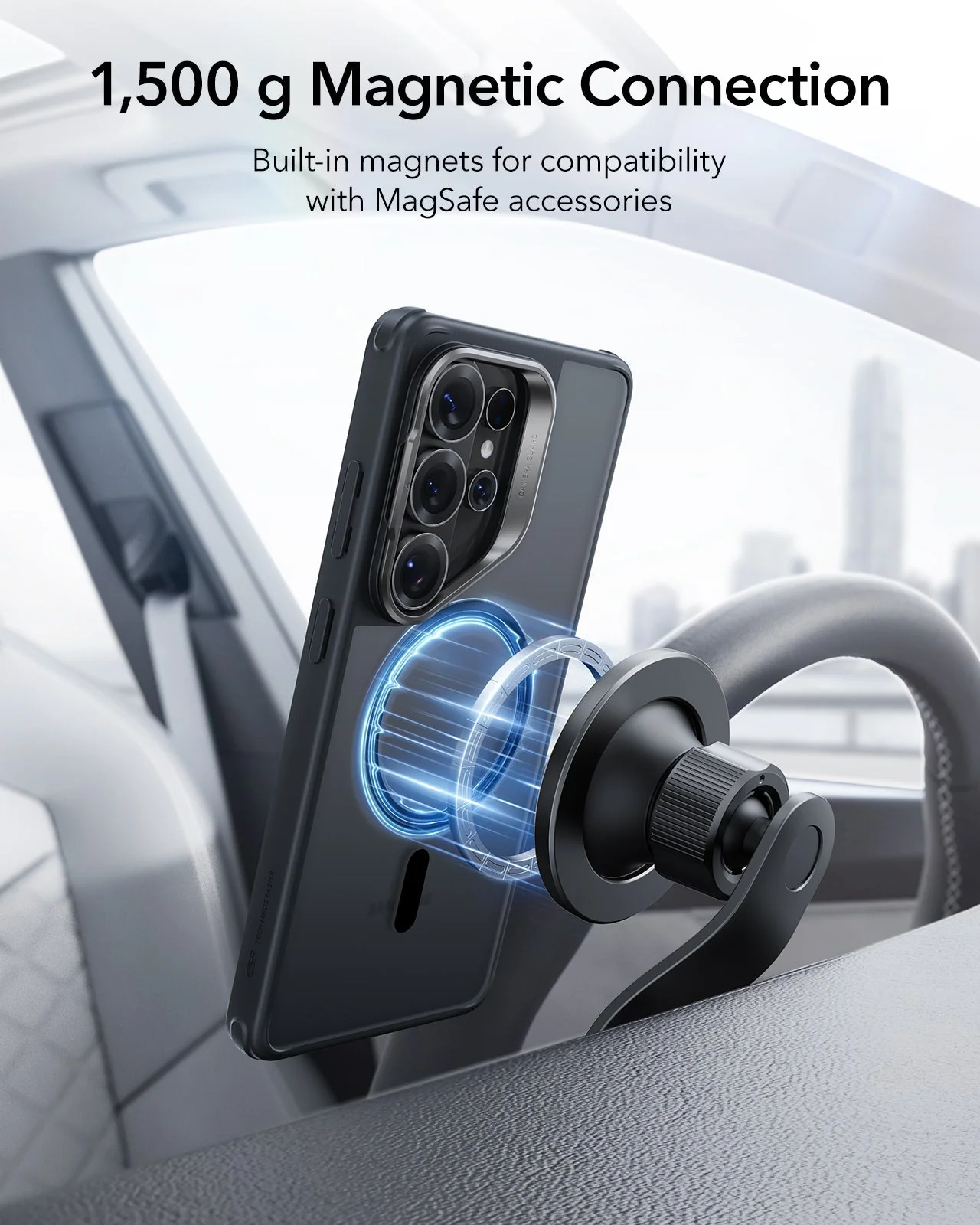 Galaxy S26 Ultra Bundle Classic Hybrid Magnetic Case (Stash Stand) and Armorite® Privacy Screen Protector - Frosted Black - Image 7