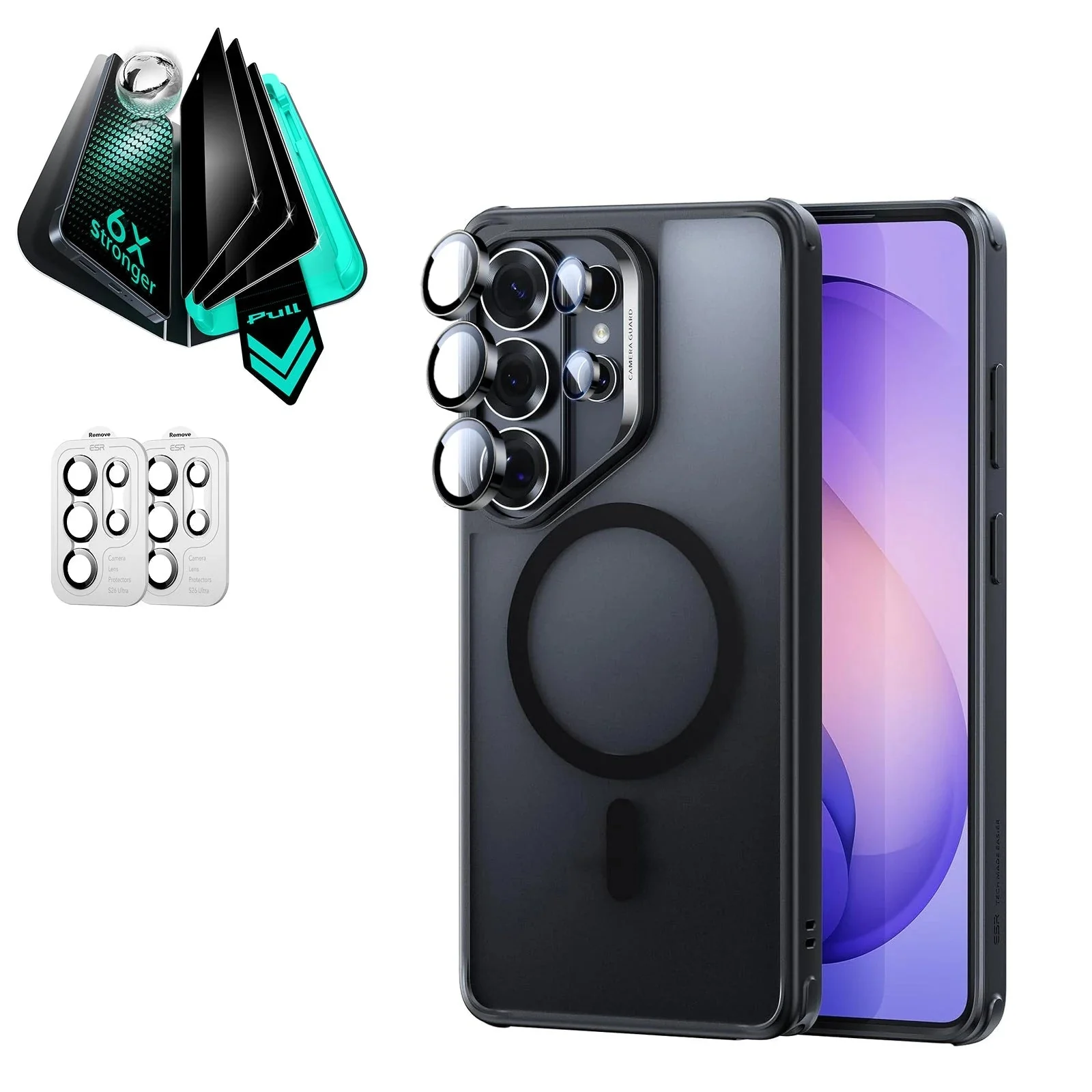 Galaxy S26 Ultra Bundle Classic Hybrid Magnetic Case and Armorite® Privacy Screen Protector - Frosted Black
